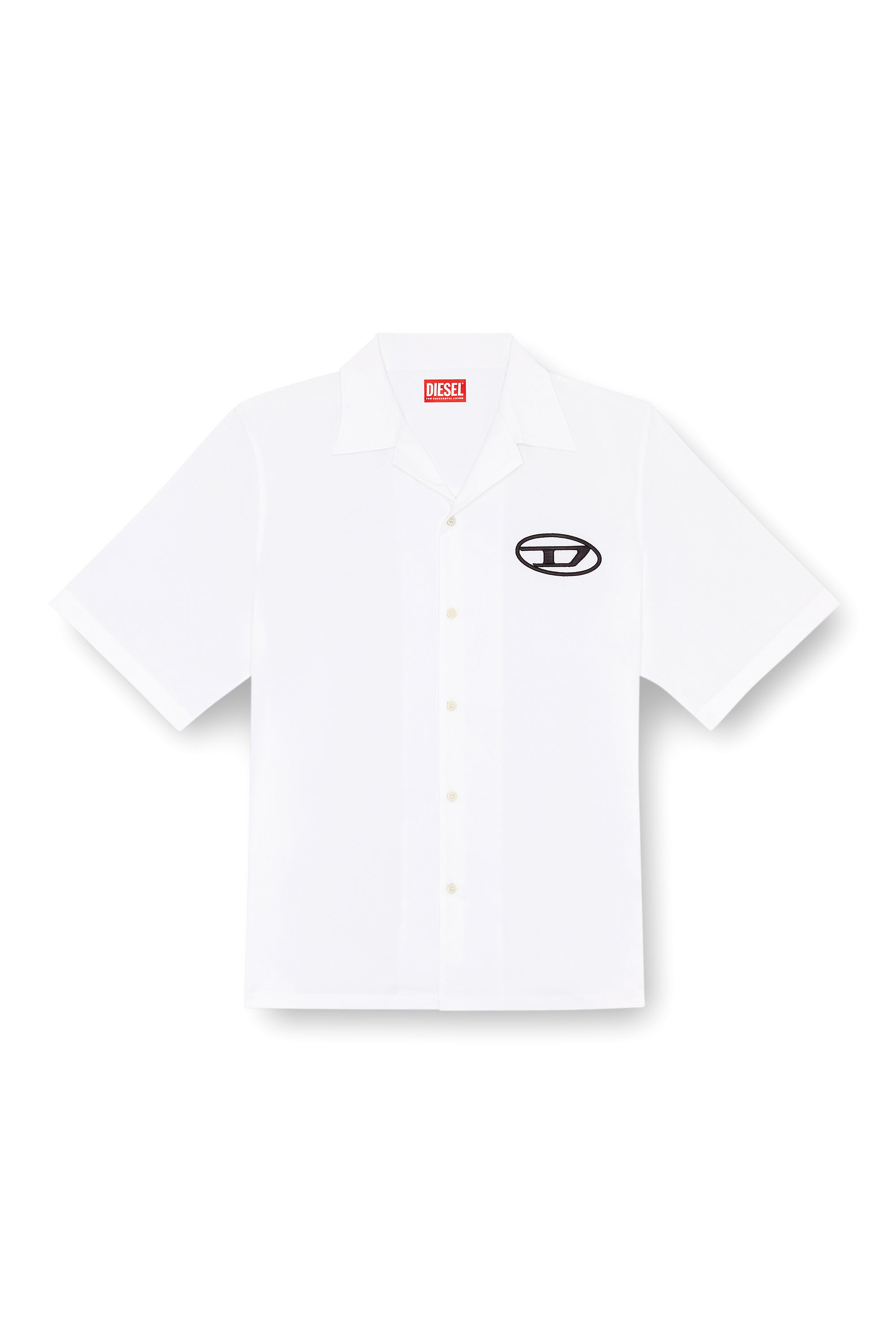 Diesel - S-MAC-C, Man's Bowling shirt with logo embroidery in White - 2