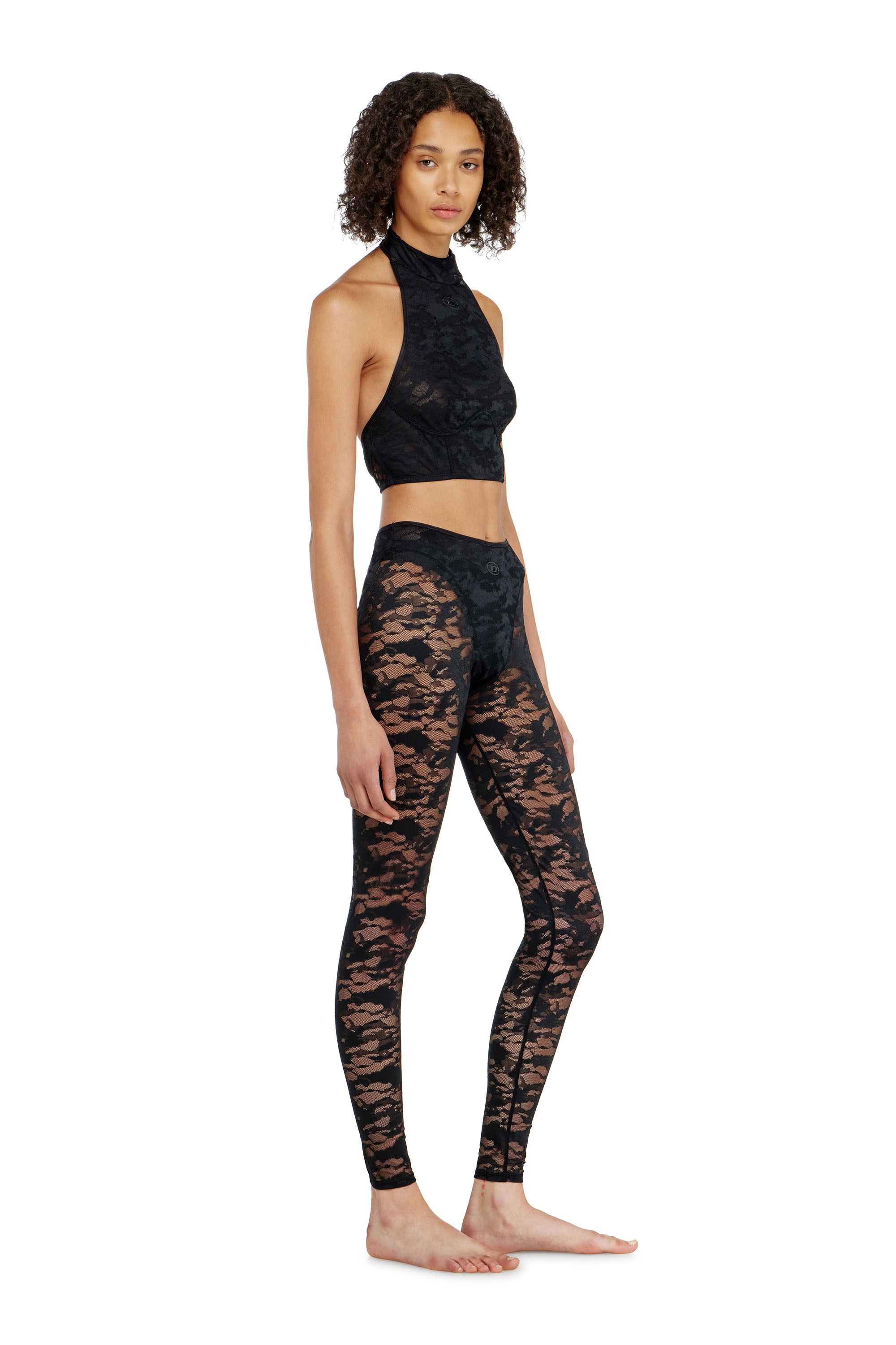 Diesel - HAYLEY-UTLT, Woman's Leggings in nylon camouflage lace in Black - 2