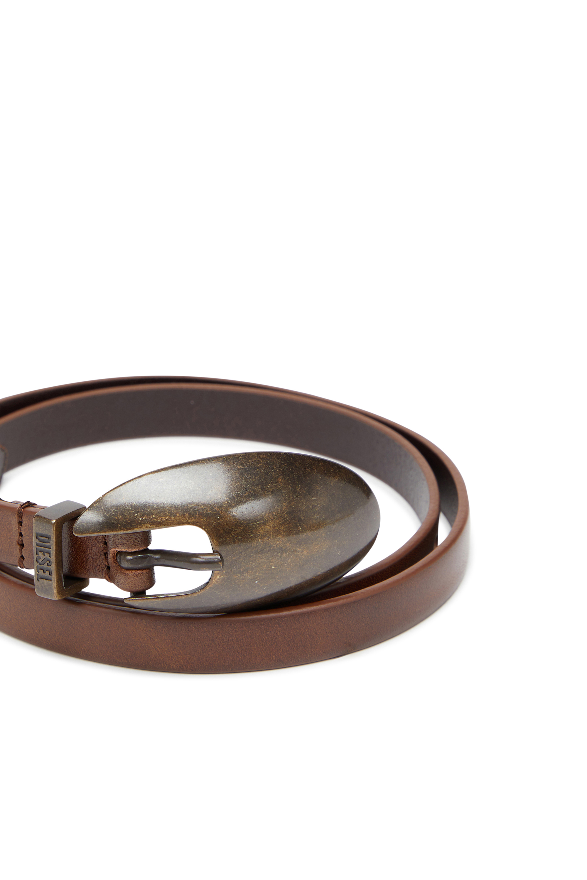 Diesel - B-ROP 15, Woman's 1.5cm belt in leather in Brown - 3