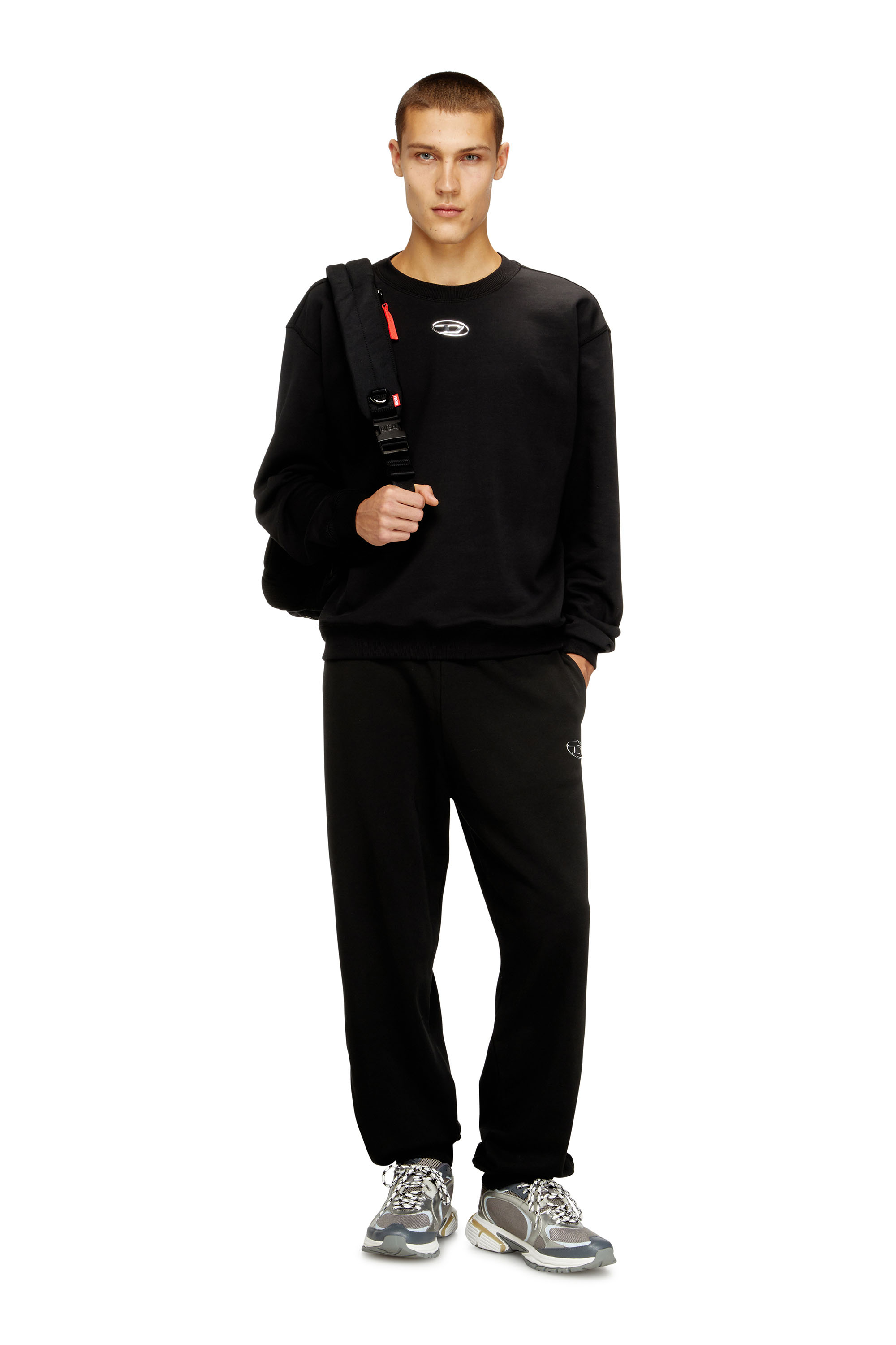 Diesel - S-NORM-IOD, Man's Regular sweater with metallic Oval D in Black - 2