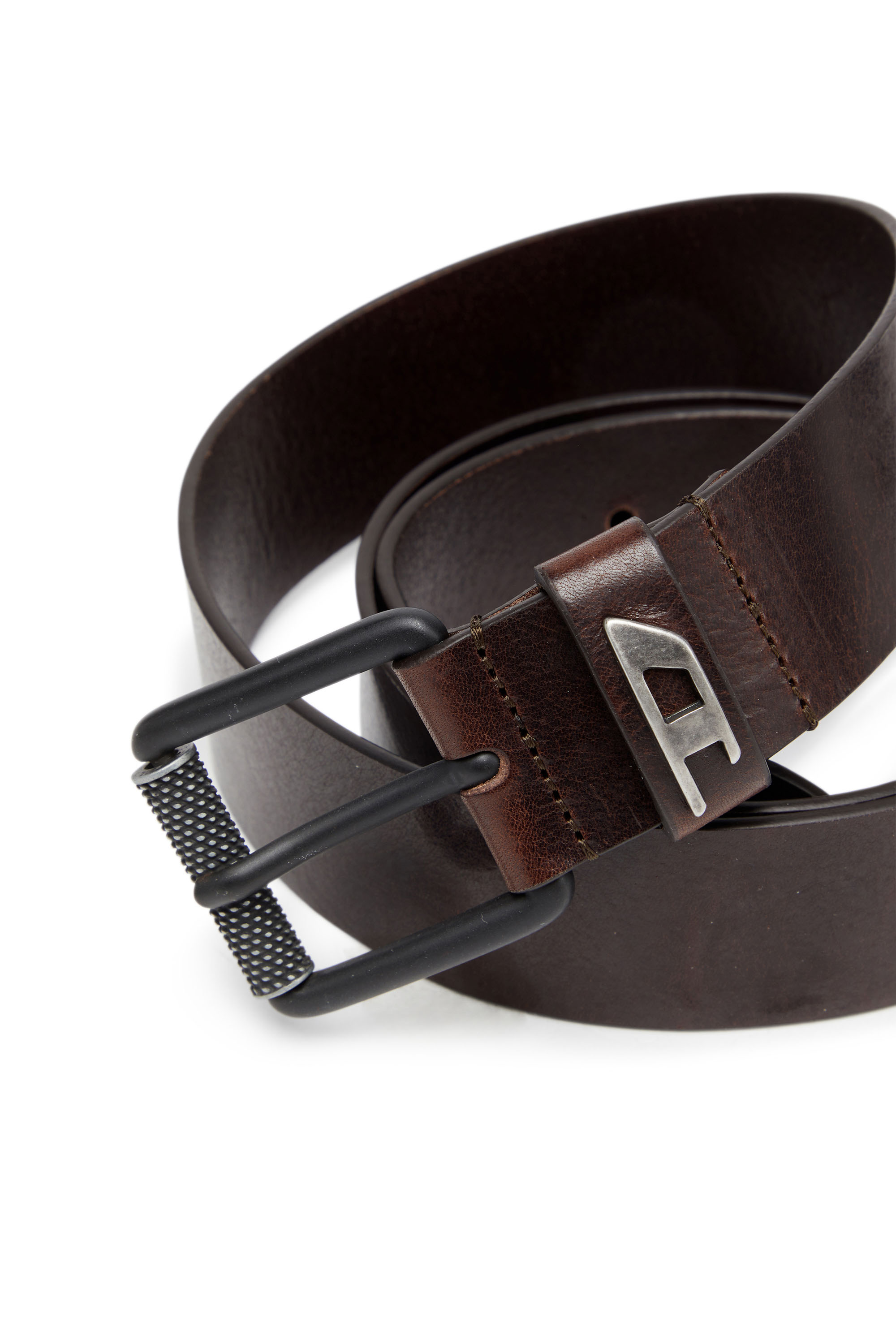 Diesel - B-DAVE II, Man Shiny leather belt with logo loop in Brown - Image 3