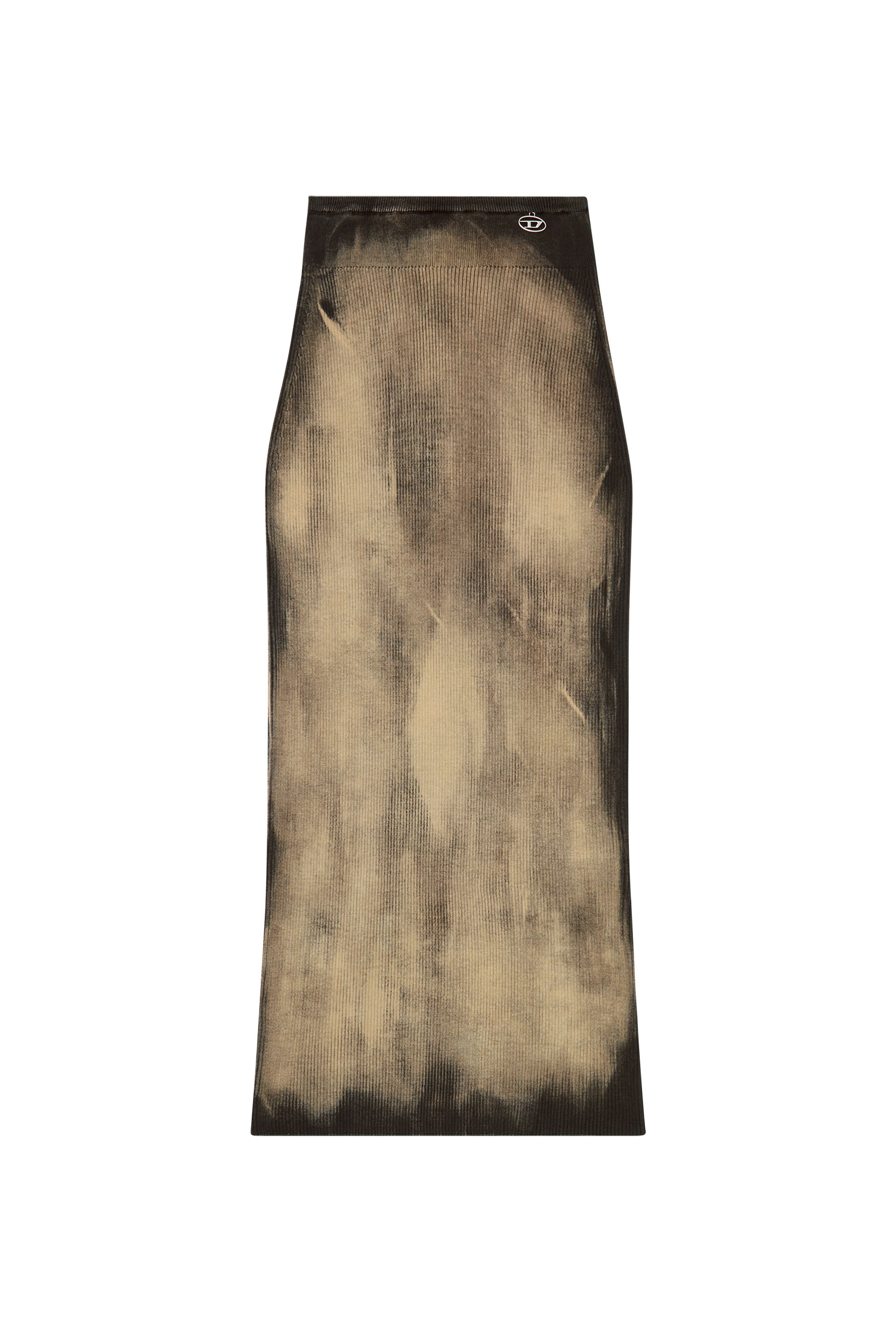 Diesel - M-DELMA, Woman Midi skirt in treated ribbed knit in Brown - Image 5