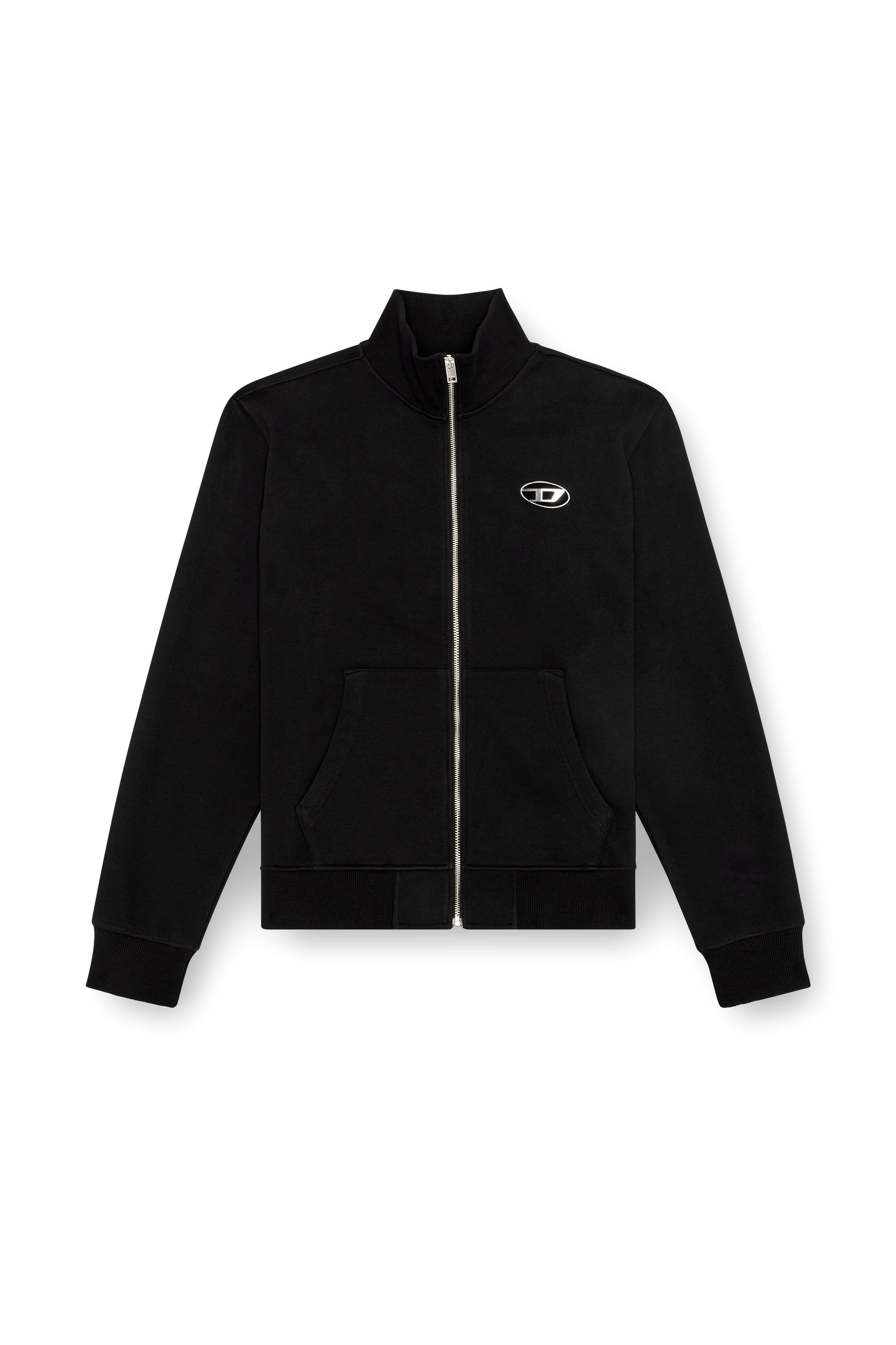 Diesel - S-GINNI-ZIP-OD, Man Zip-up sweatshirt with metallic logo in Black - Image 3