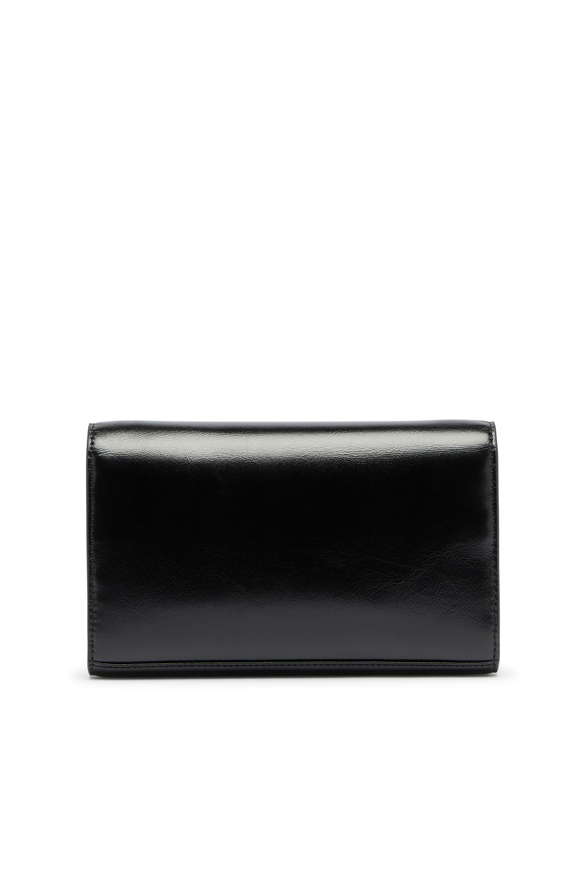Diesel - D-ENVELOP WALLET ON CHAIN, Woman's Wallet purse in shiny wrinkled leather in Black - 2