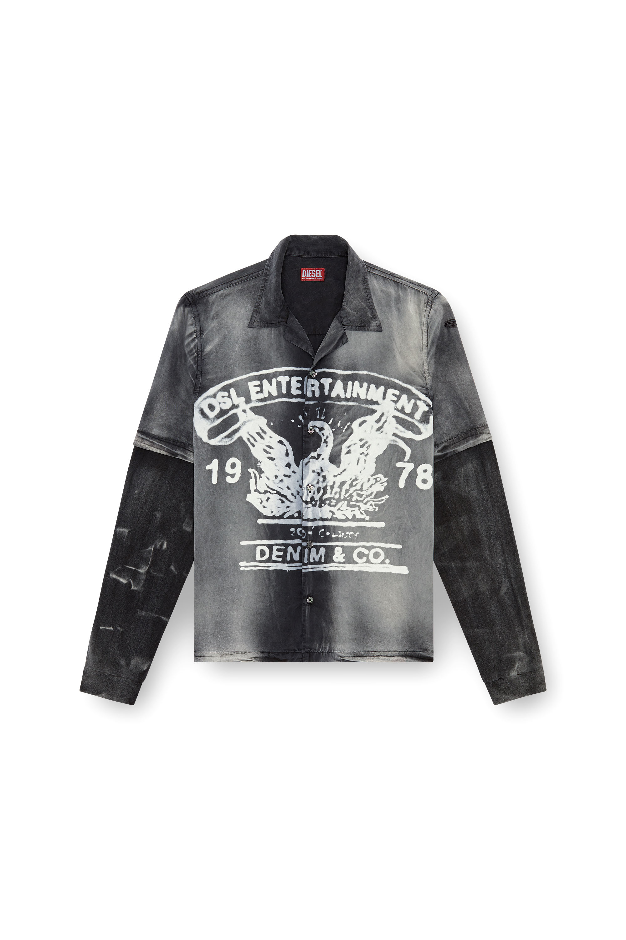 Diesel - S-EEKLO, Man Faded bowling shirt with logo graphic in Multicolor - Image 3