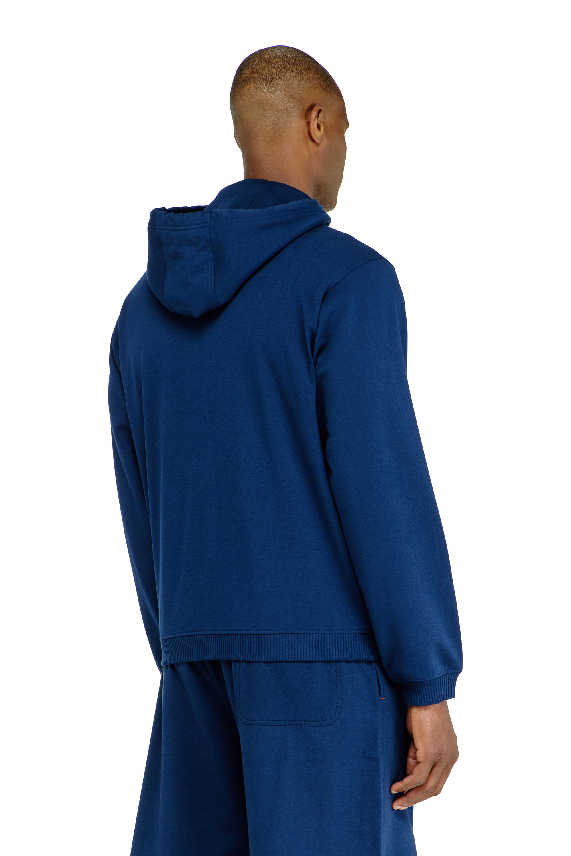 Diesel - JOY-D-CORE, Man's Hoodie in peached cotton blend in Blue - 3
