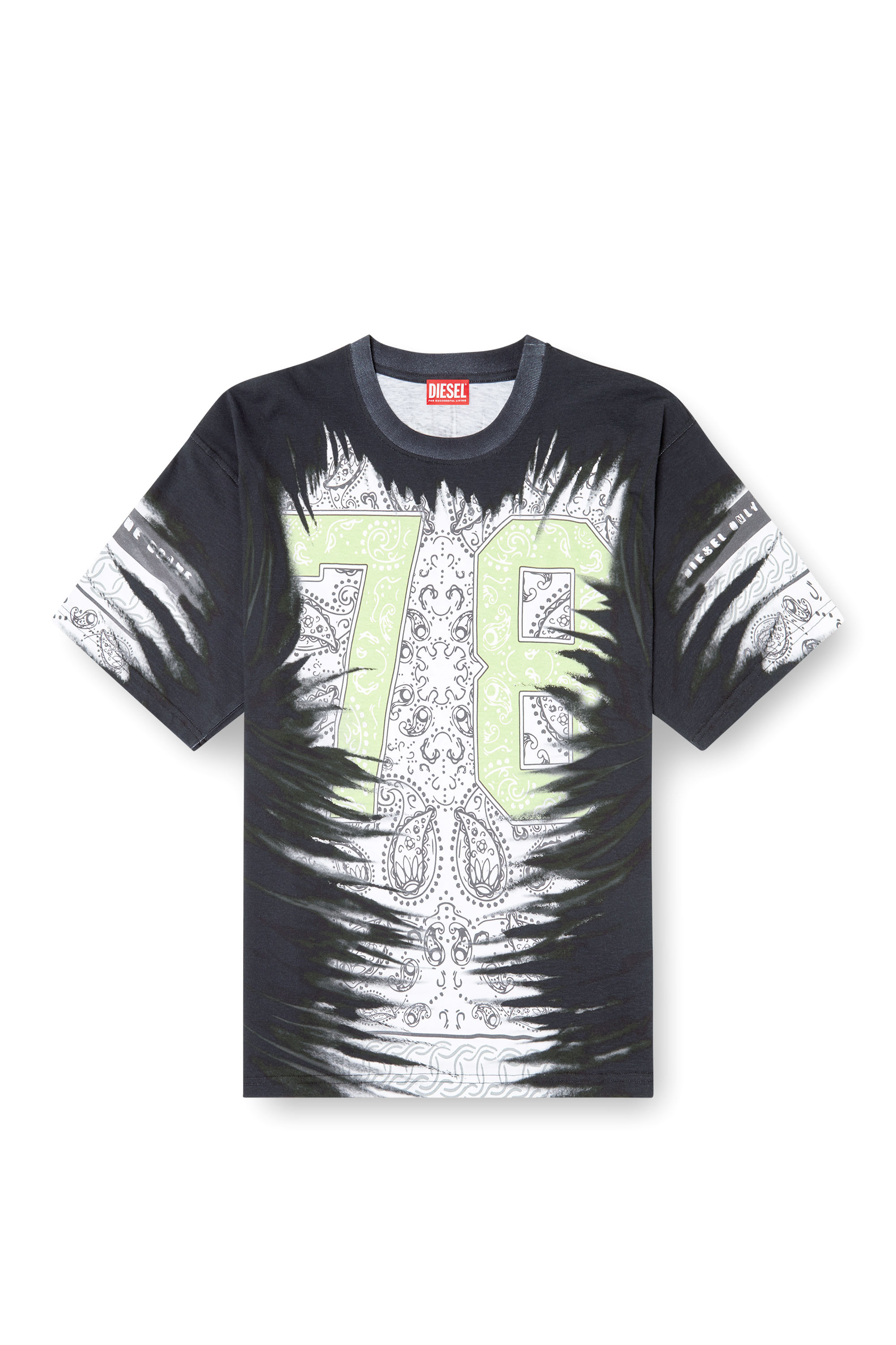 Diesel - T-BOXT-78-R1, Man's T-shirt with 78 bandana print in Black - 3