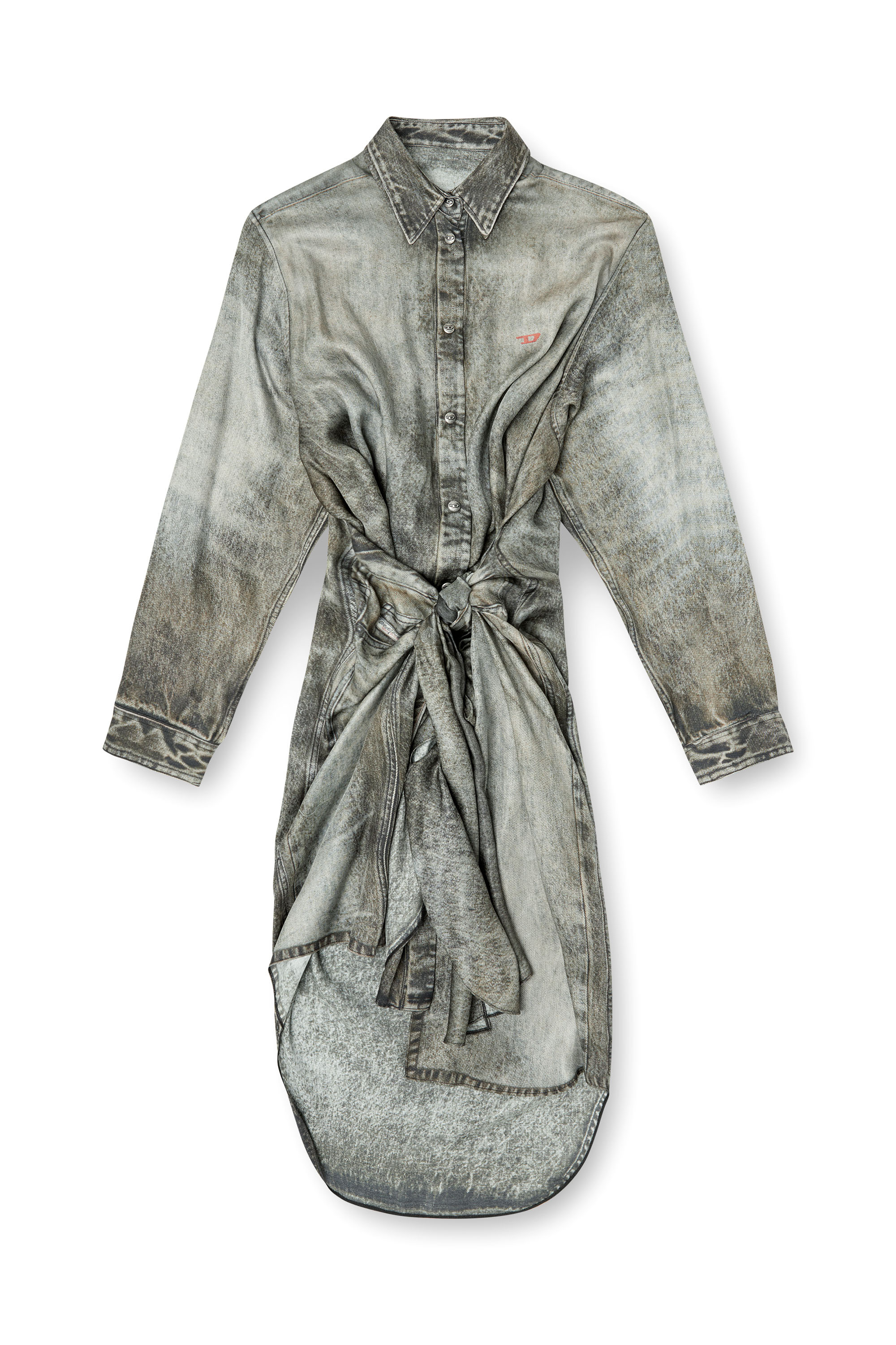 Diesel - D-ILETTA, Woman's Wrap dress in denim-look viscose in Dark grey - 2