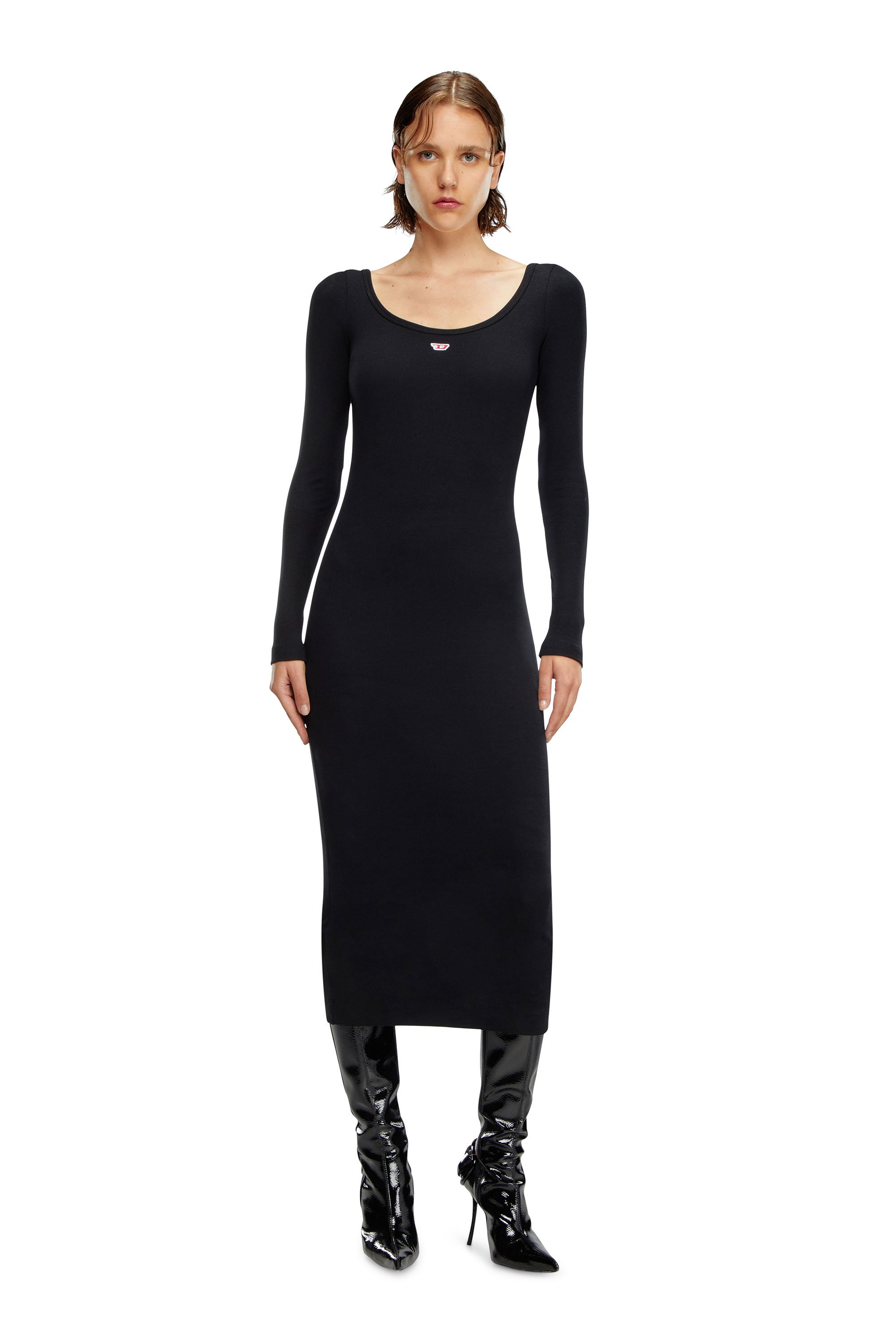 Diesel - D-BALLET-D, Woman's Scoop-neck midi dress in Black - 2