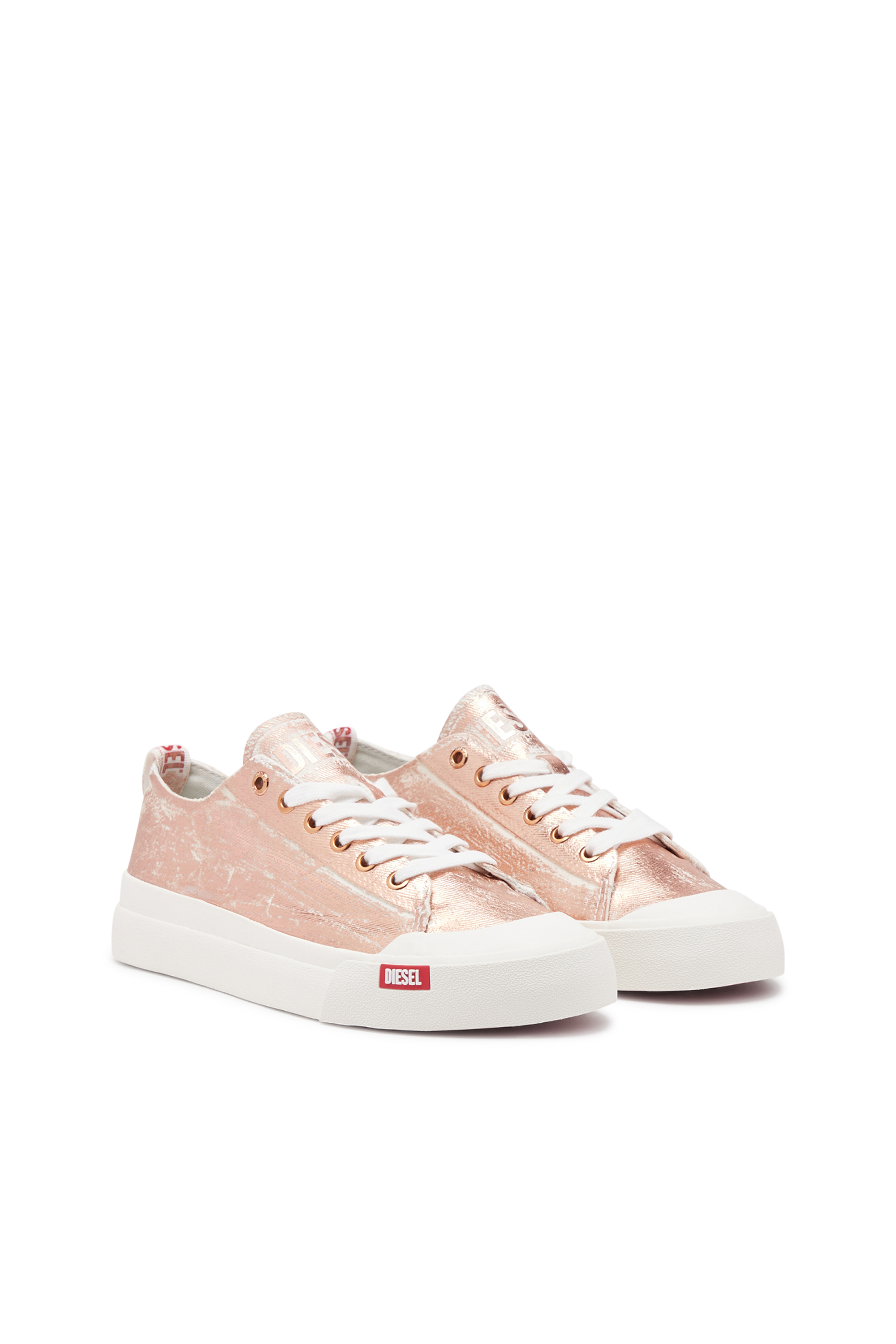 Diesel - S-ATHOS LOW W, Woman S-Athos Low-Distressed sneakers in metallic canvas in Pink - Image 2