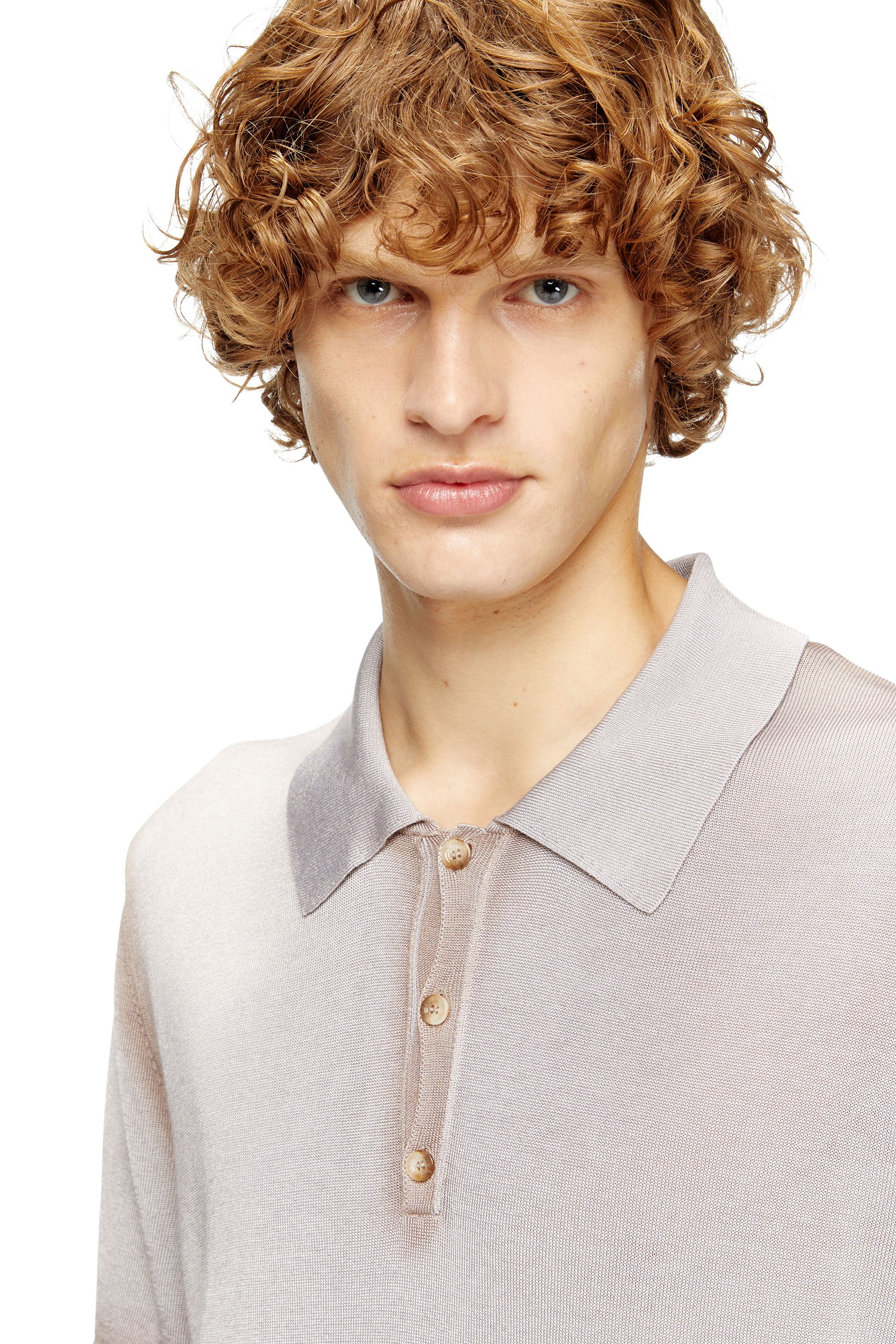 Diesel - K-VIRTO, Man's Dégradé knitted polo shirt in Beige - 3