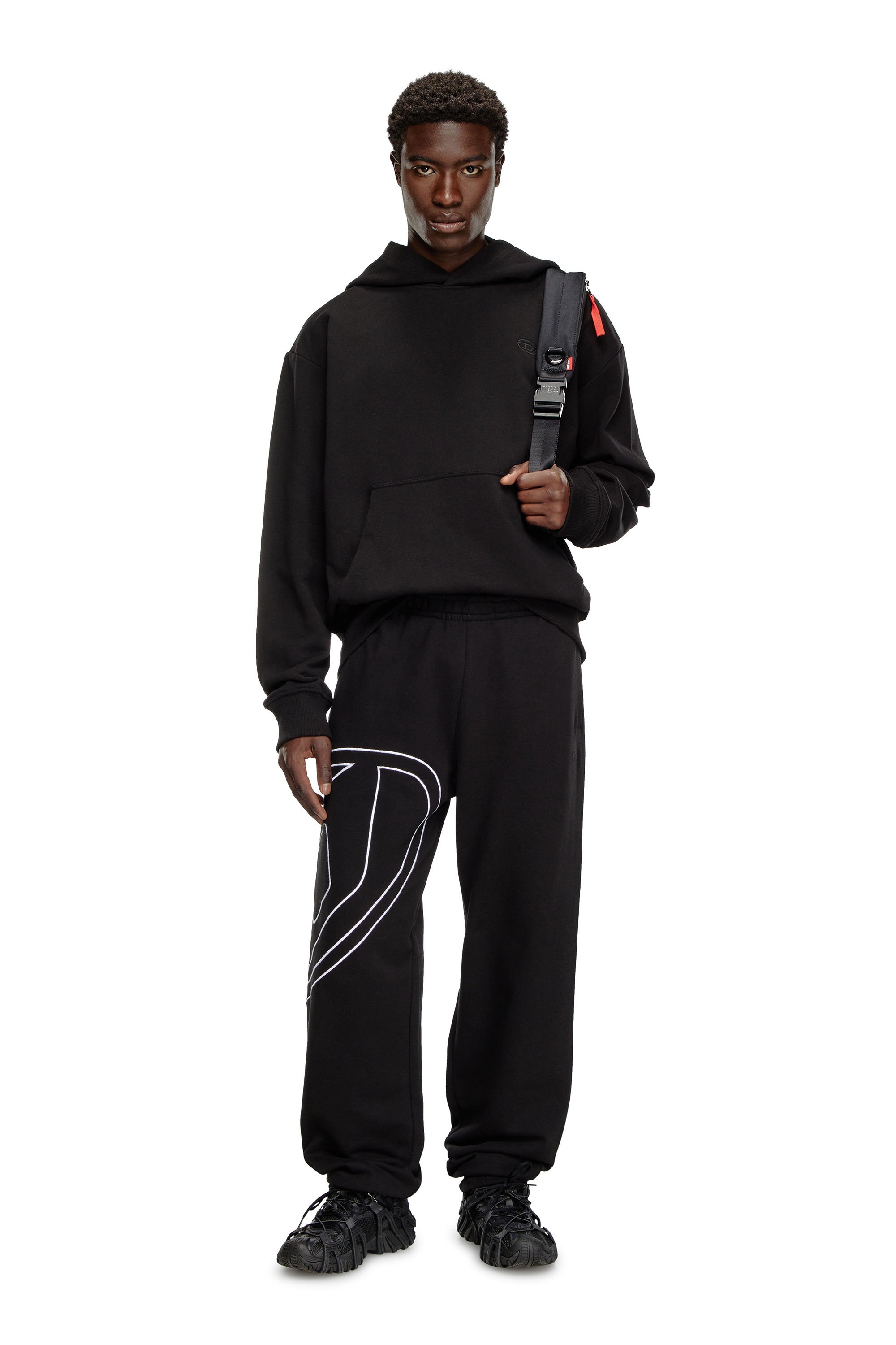 Diesel - P-MARKY-MEGOVAL-D, Man's Track pants with mega oval D in Black - 2