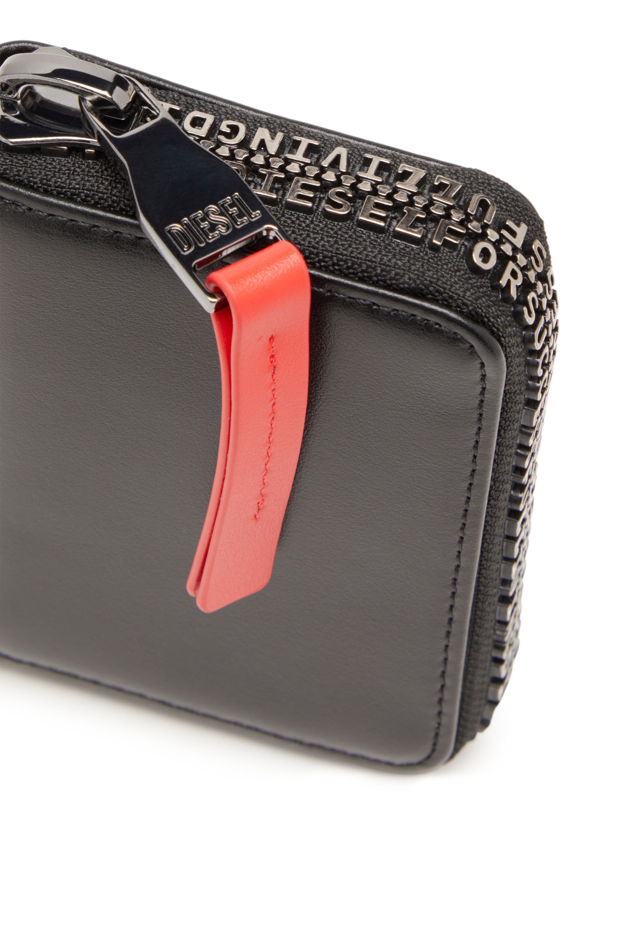 Diesel - ZIP-D KEY HOLDER 6, Man Leather key holder with logo zip in Black - Image 4