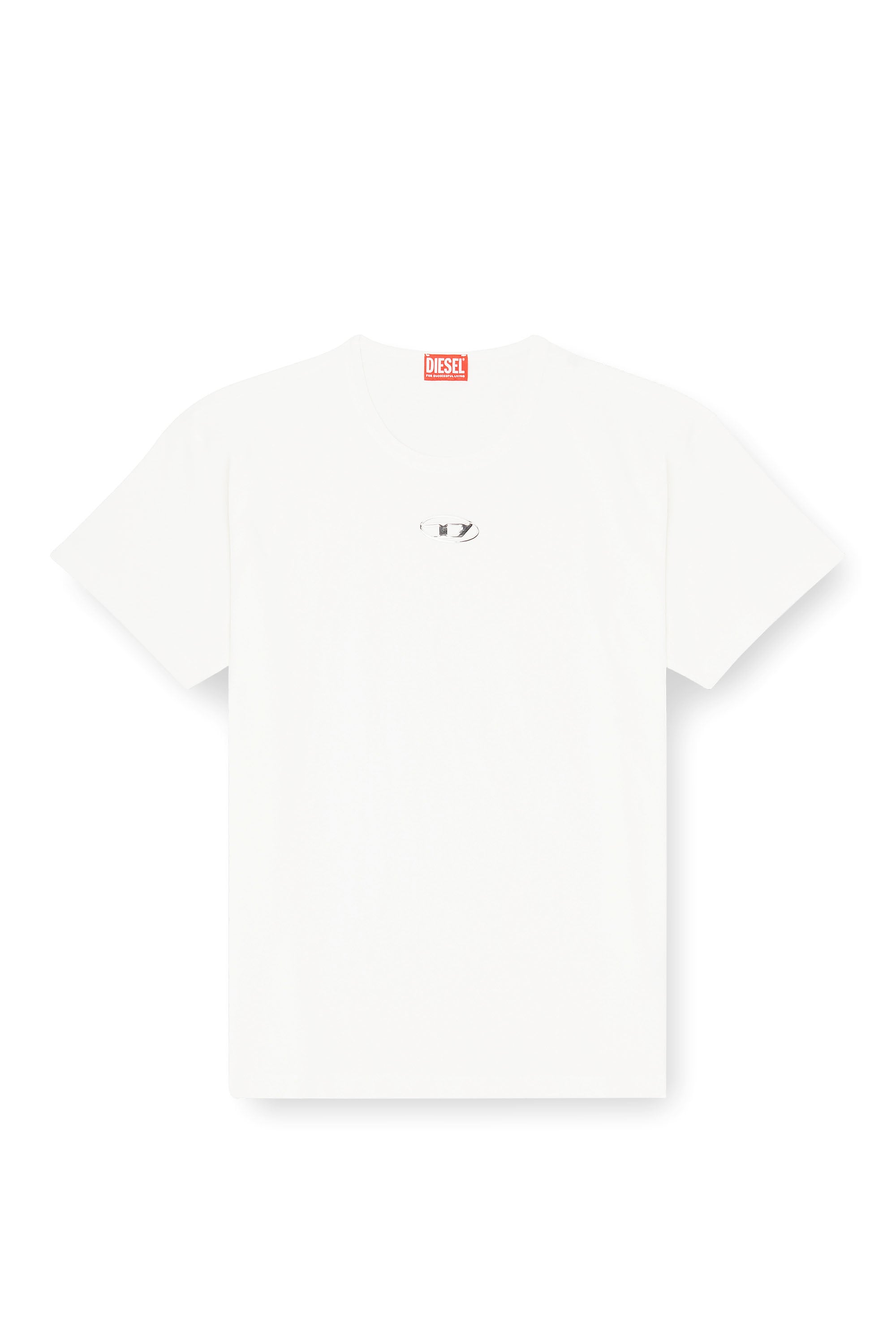 Diesel - T-NORM-IOD, Man's Light cotton T-shirt with metallic Oval D logo in White - 3