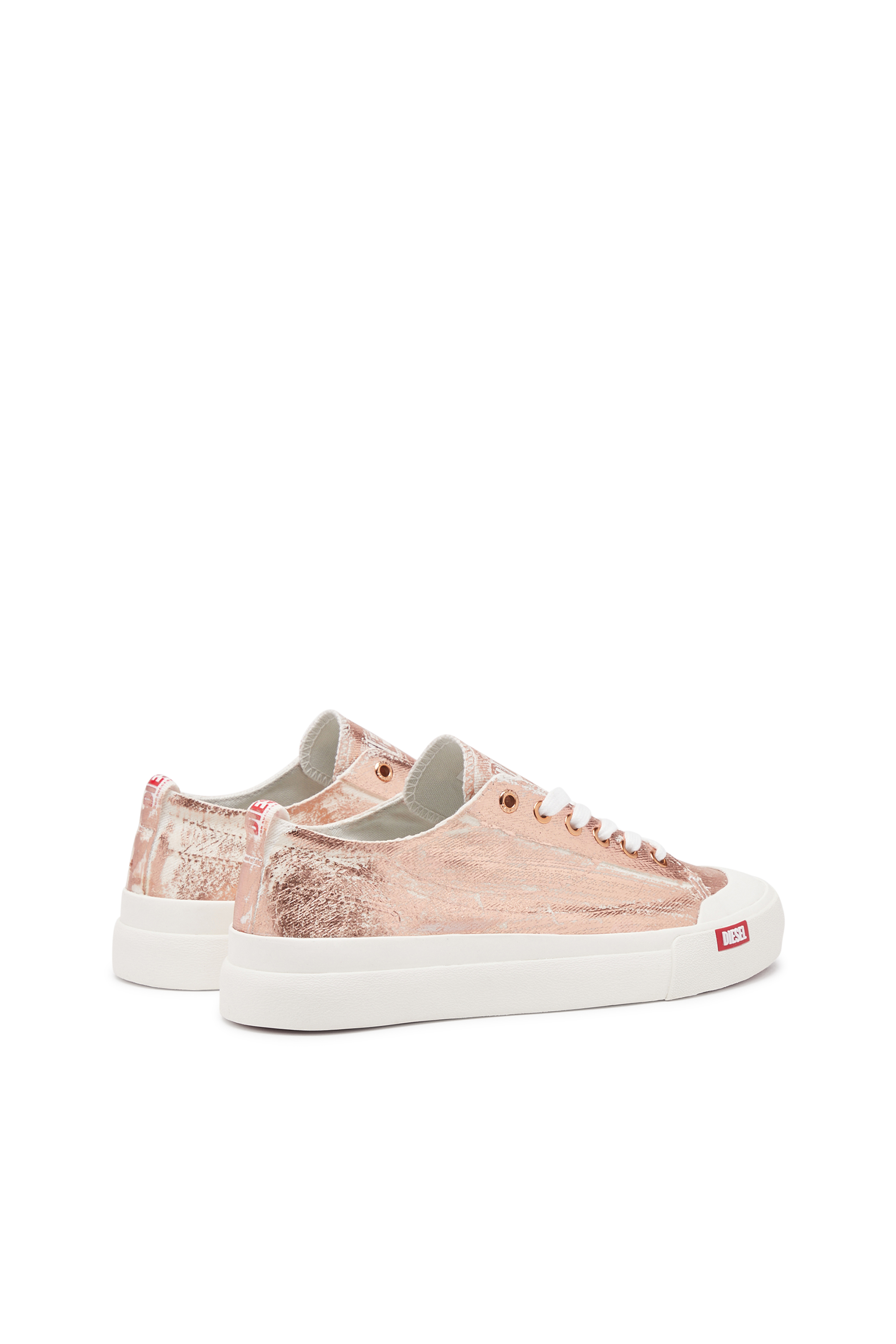Diesel - S-ATHOS LOW W, Woman S-Athos Low-Distressed sneakers in metallic canvas in Pink - Image 3