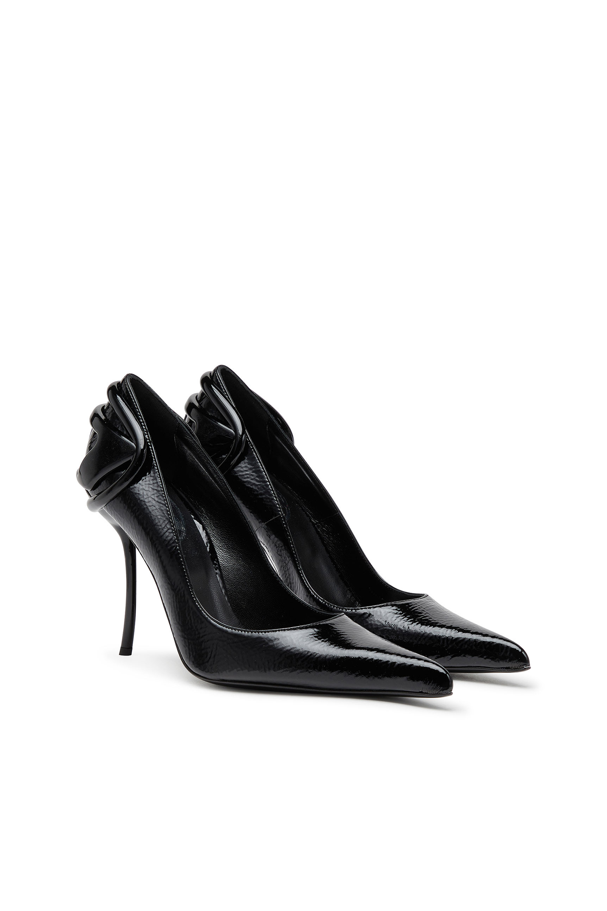 Diesel - D-TEN&HALF P, Woman D-Ten&Half-Glossy pumps with curved heel in Black - Image 2