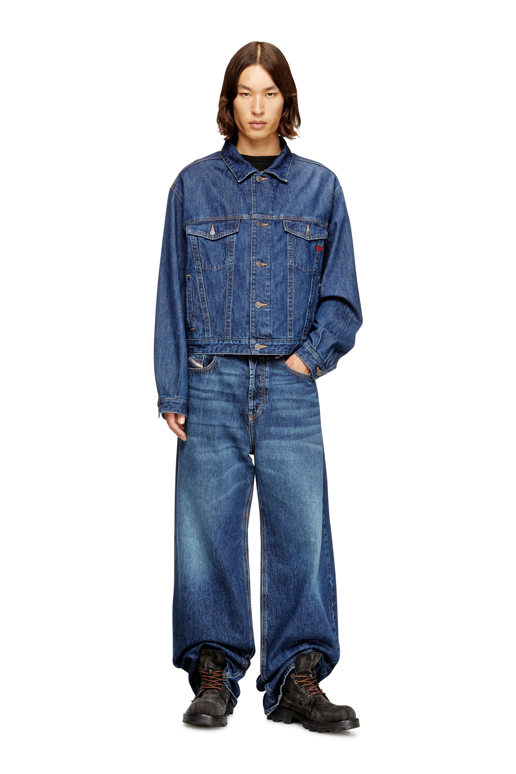 Diesel - D-RANGER, Unisex's Trucker jacket in DNA denim in Medium blue - 2