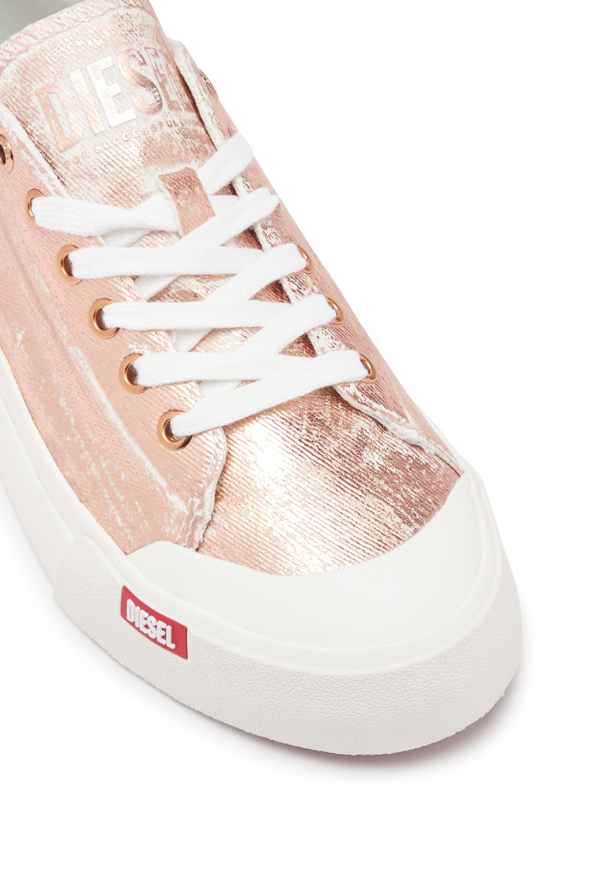Diesel - S-ATHOS LOW W, Woman S-Athos Low-Distressed sneakers in metallic canvas in Pink - Image 6