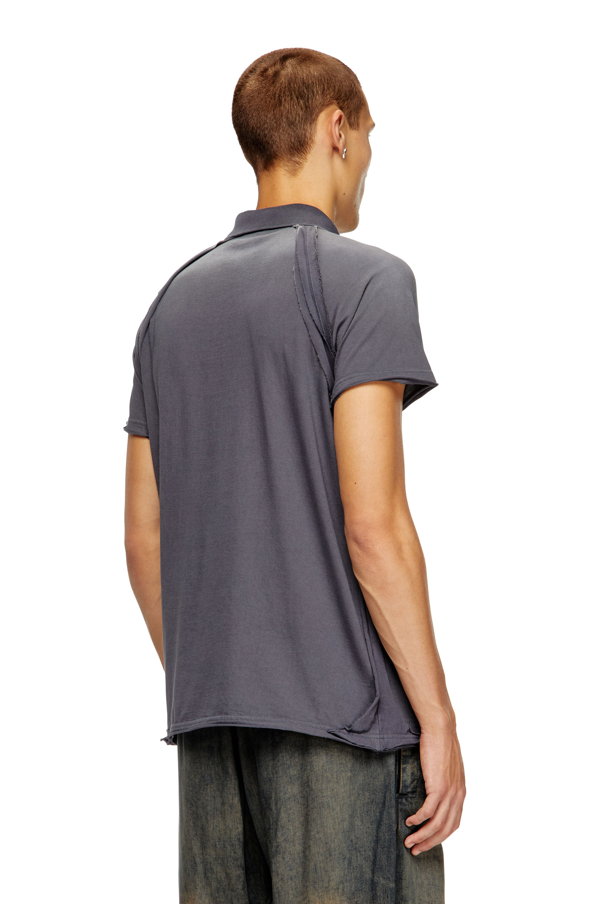 Diesel - T-NORY, Man's Polo shirt with peel-off effect in Grey - 3