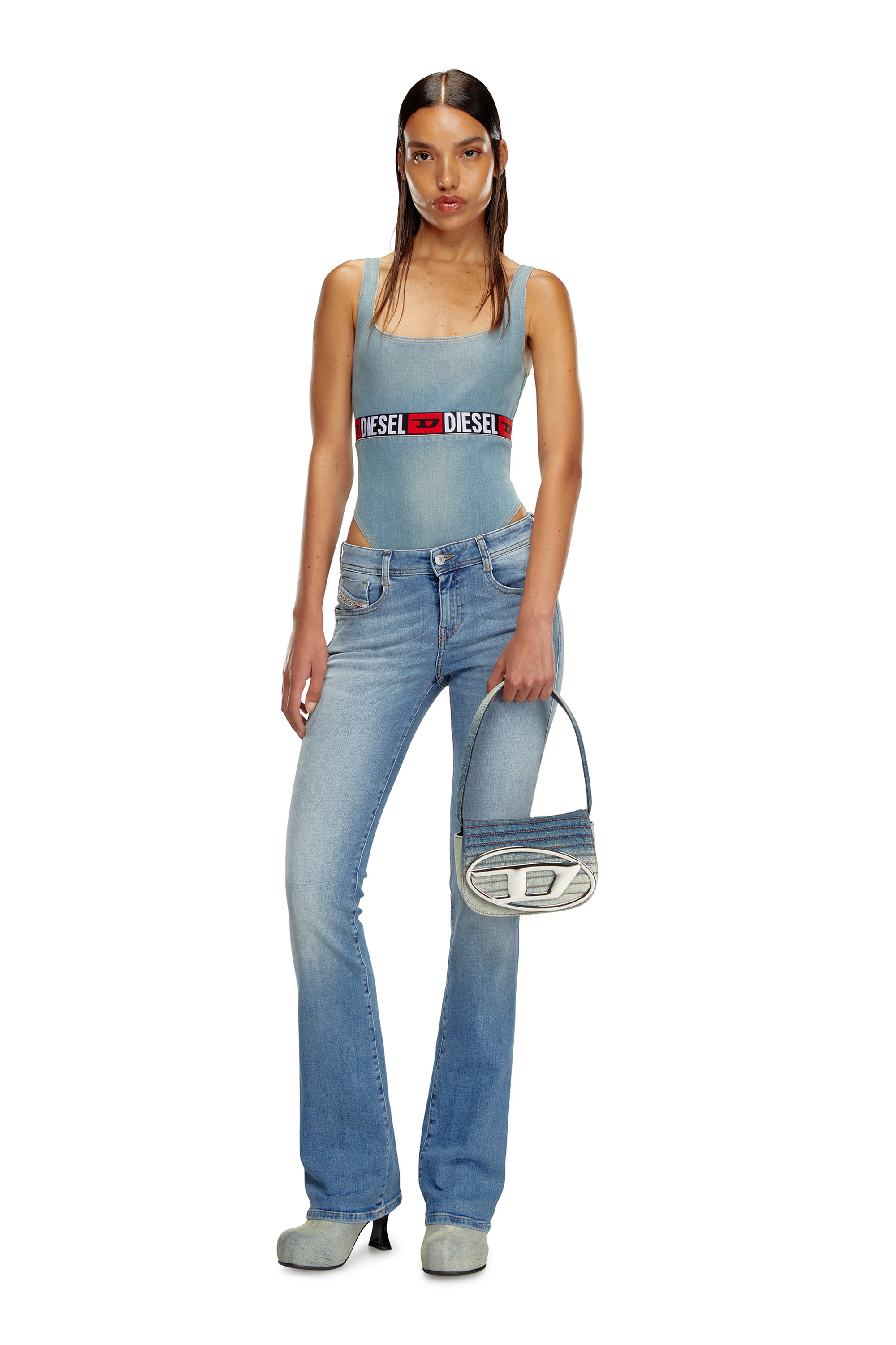 Diesel - 1DR, Woman 1DR - Iconic shoulder bag in solarised denim in Multicolor - Image 6