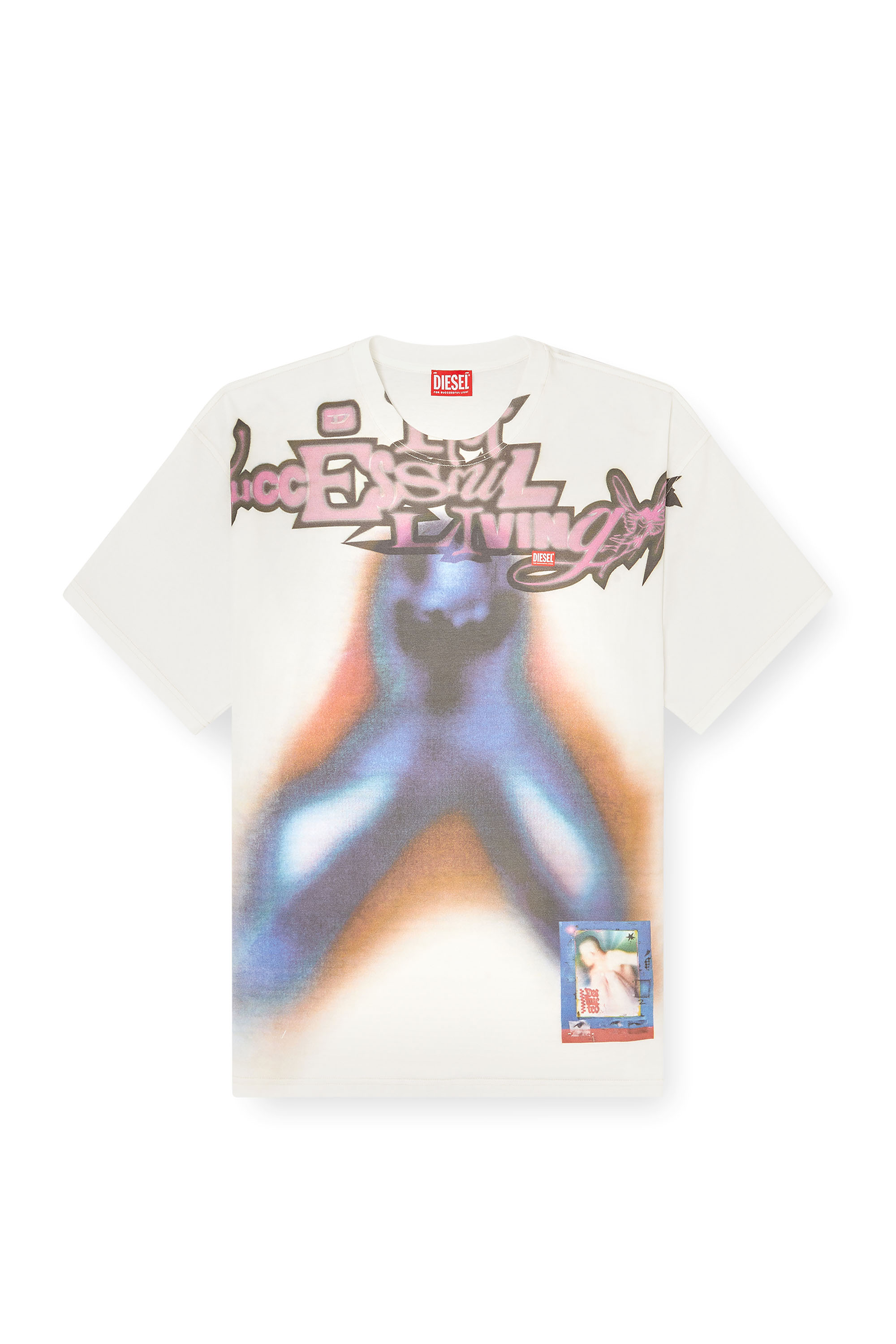 Diesel - T-BOXT-V13, Man's Relaxed cotton T-shirt with digital print in Blue/Orange - 2