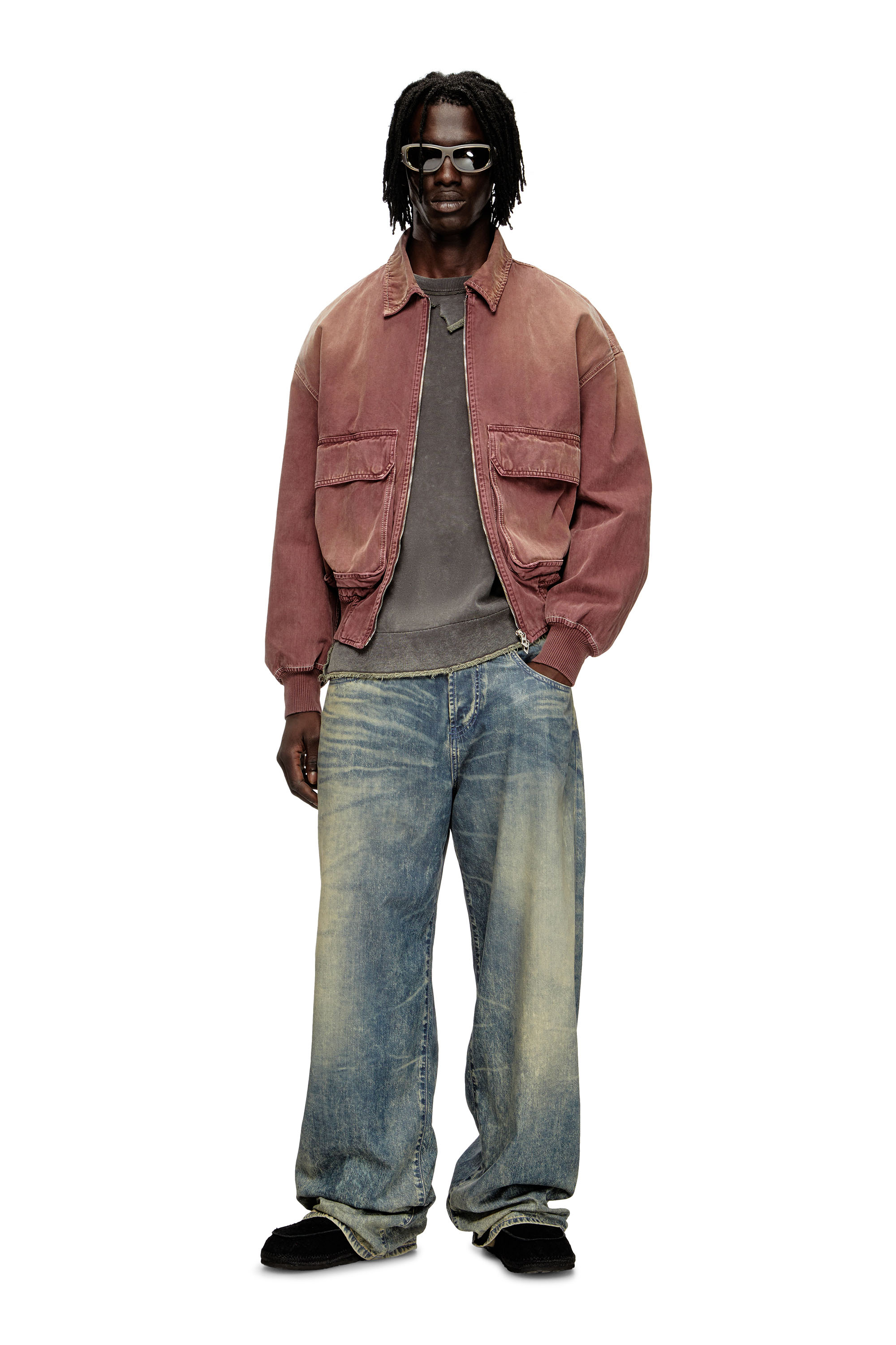Diesel - D-KURZ, Unisex's Jacket in coloured herringbone denim in Brown - 2