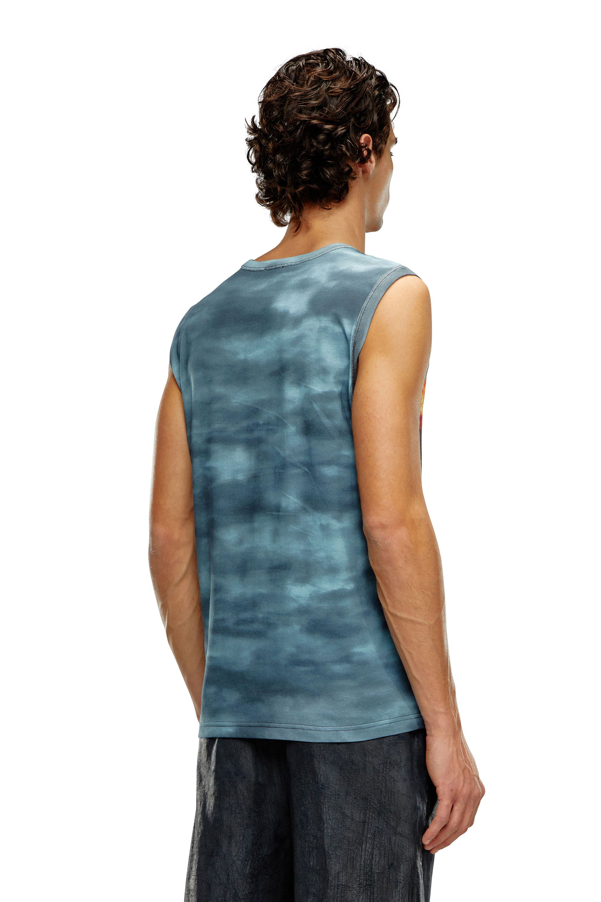 Diesel - T-BISCOUP, Man Tank top with burning Oval D poster in Blue - Image 4