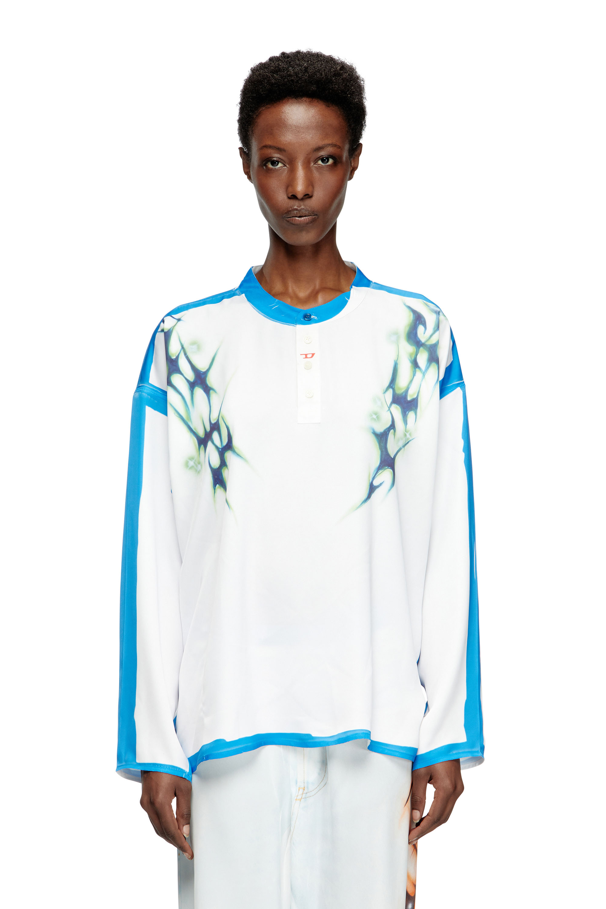 Diesel - T-OLAVI-A-SER-GRAFFITI-JAP, Unisex's Long-sleeve T-shirt with graffiti print in Blue/White - 1