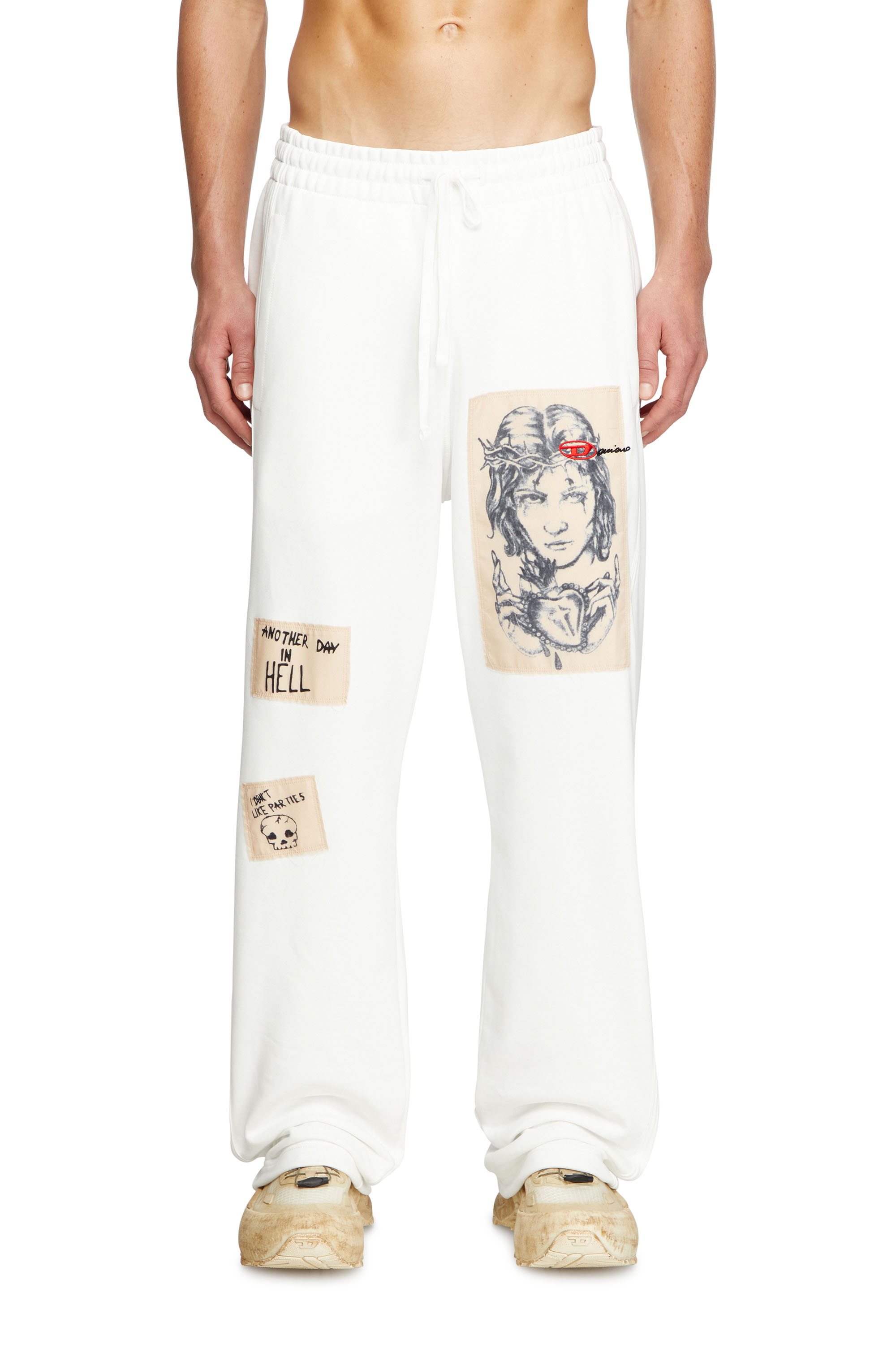 Diesel - P-MARTYANS-DD, Unisex's Track pants with tattoo patches in White - 2