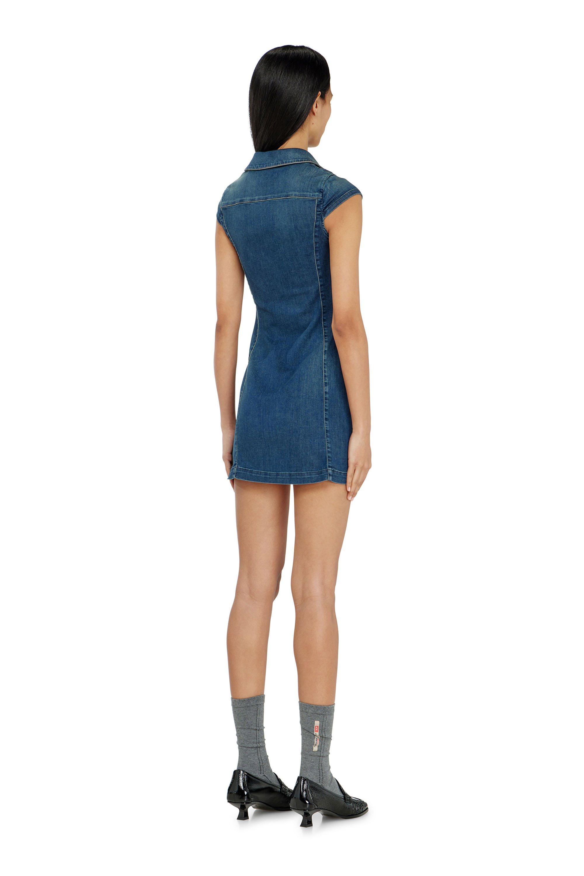 Diesel - DE-LORVYN-S, Woman's Denim shirt dress with full zip in null - 3