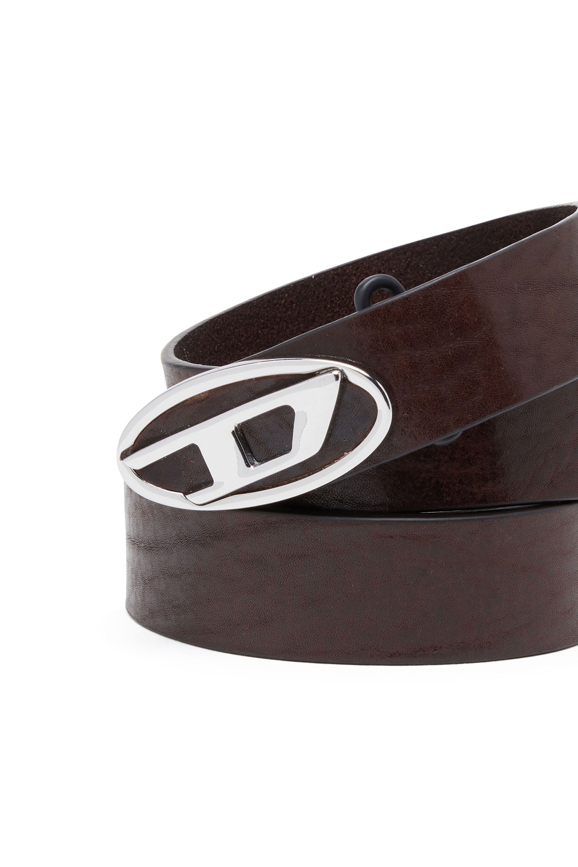 Diesel - B-1DR-LAYER, Man Reversible leather belt with Oval D logo in Brown - Image 3