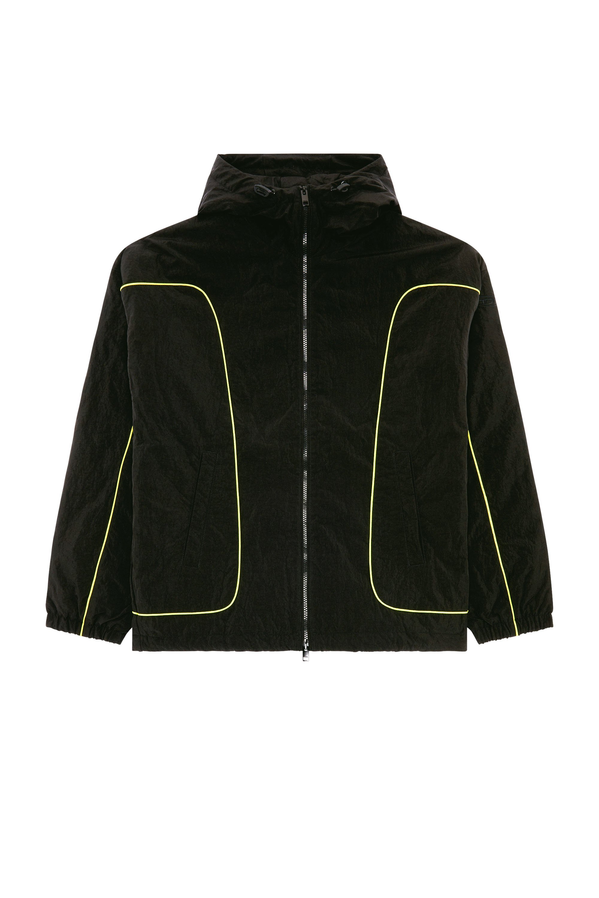 Diesel - J-GREEN, Man Padded hooded jacket in wrinkled nylon in Black - Image 3