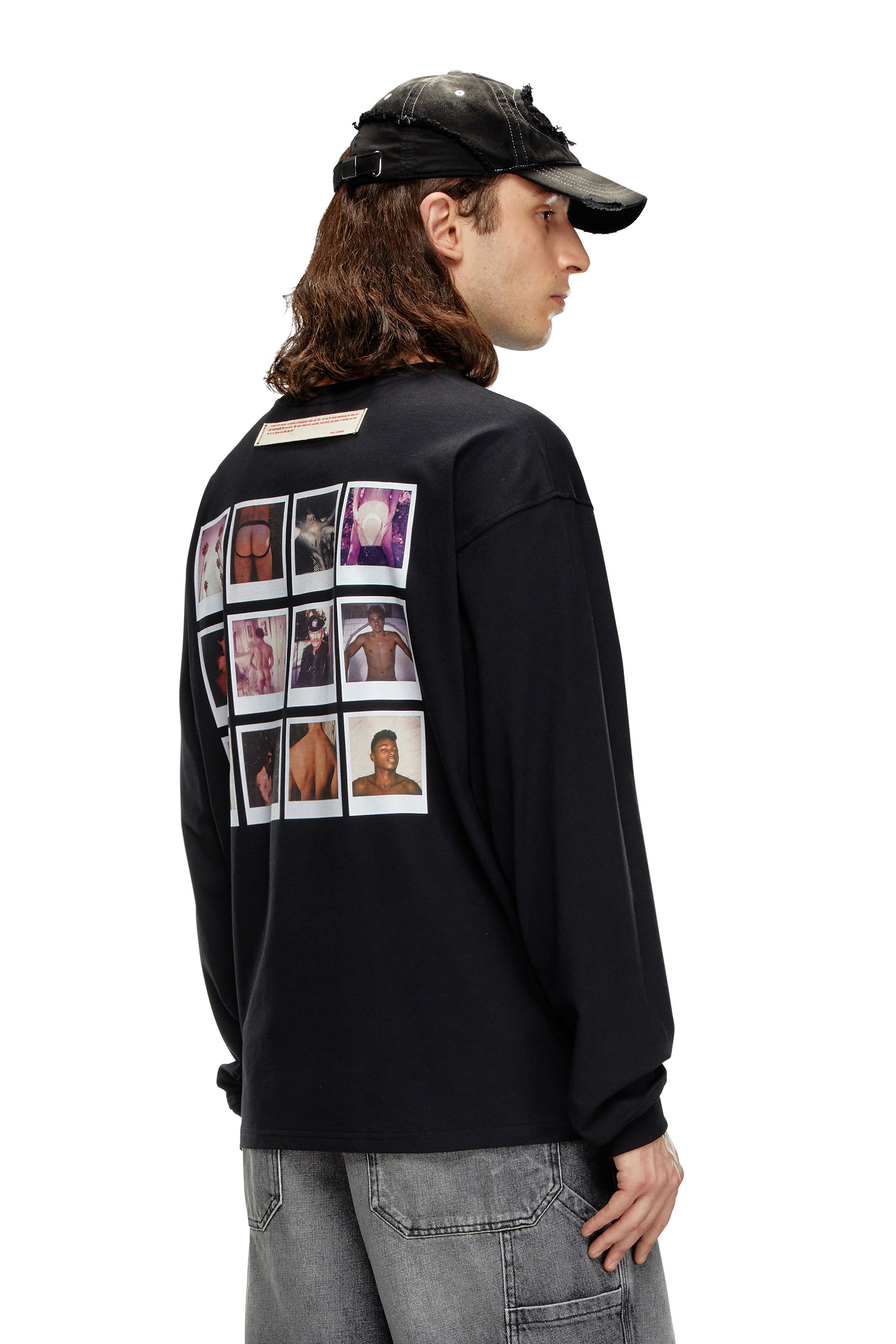 Diesel - PR-T-BOXT-LS-SS, Unisex Long-sleeve T-shirt with polaroid patches in Black - Image 1