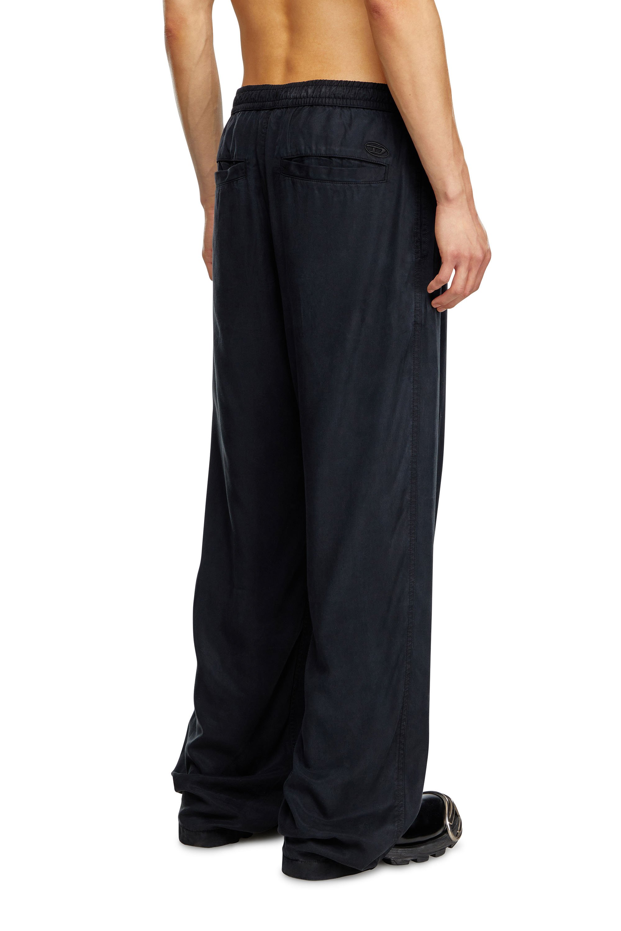 Diesel - P-DREYER-C, Man's Drawstring pants in faded twill in Black - 4