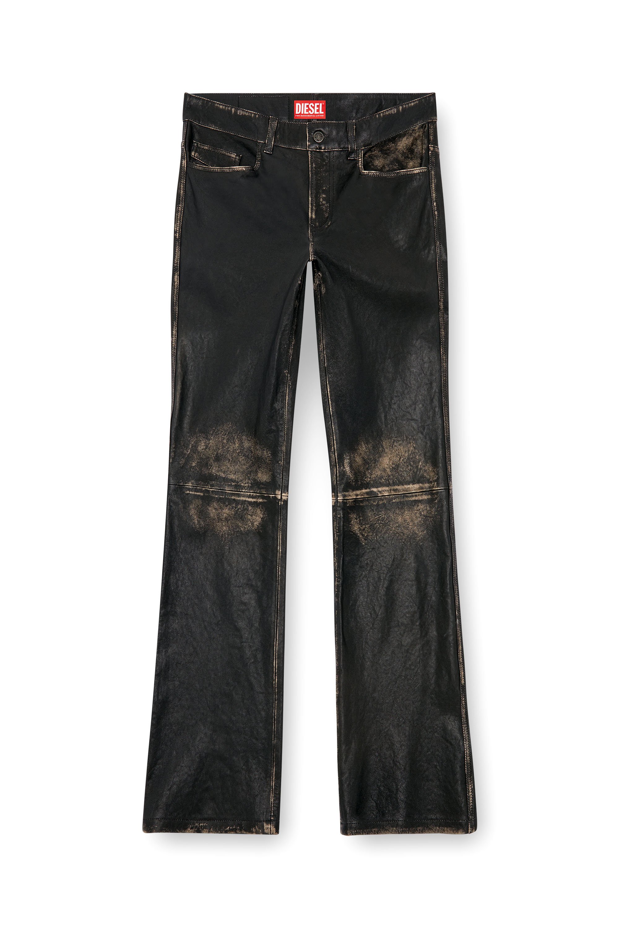 Diesel - P-BLIXIA, Man's Distressed leather pants in Black - 3