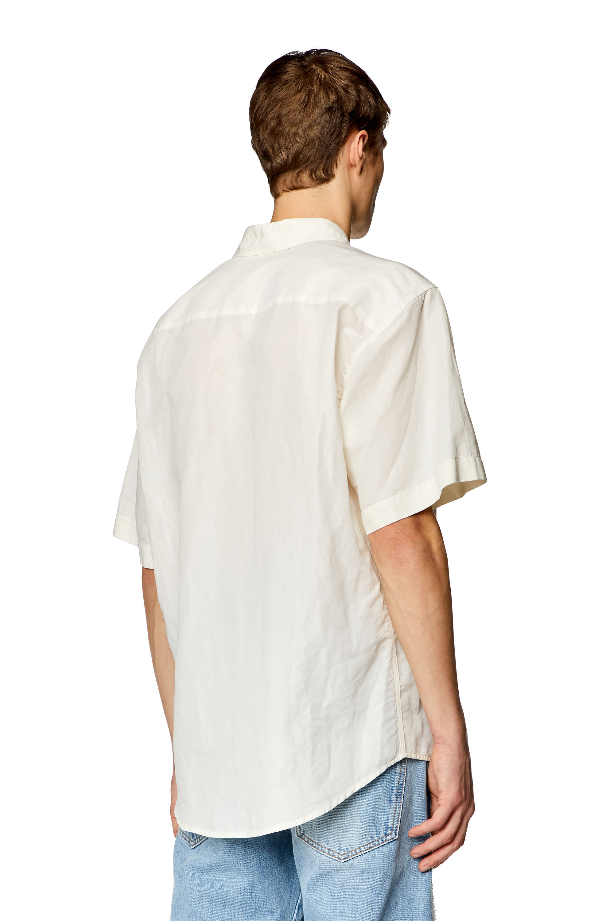 Diesel - S-ELIAS, Man Printed linen-blend short-sleeve shirt in White - Image 4