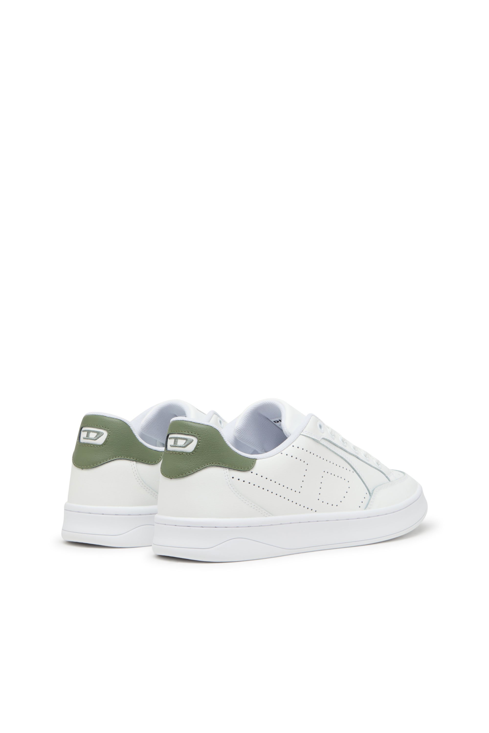 Diesel - S-DAKOTA LOW, Man's S-Dakota-Leather sneakers with perforated logo in White/Green - 3