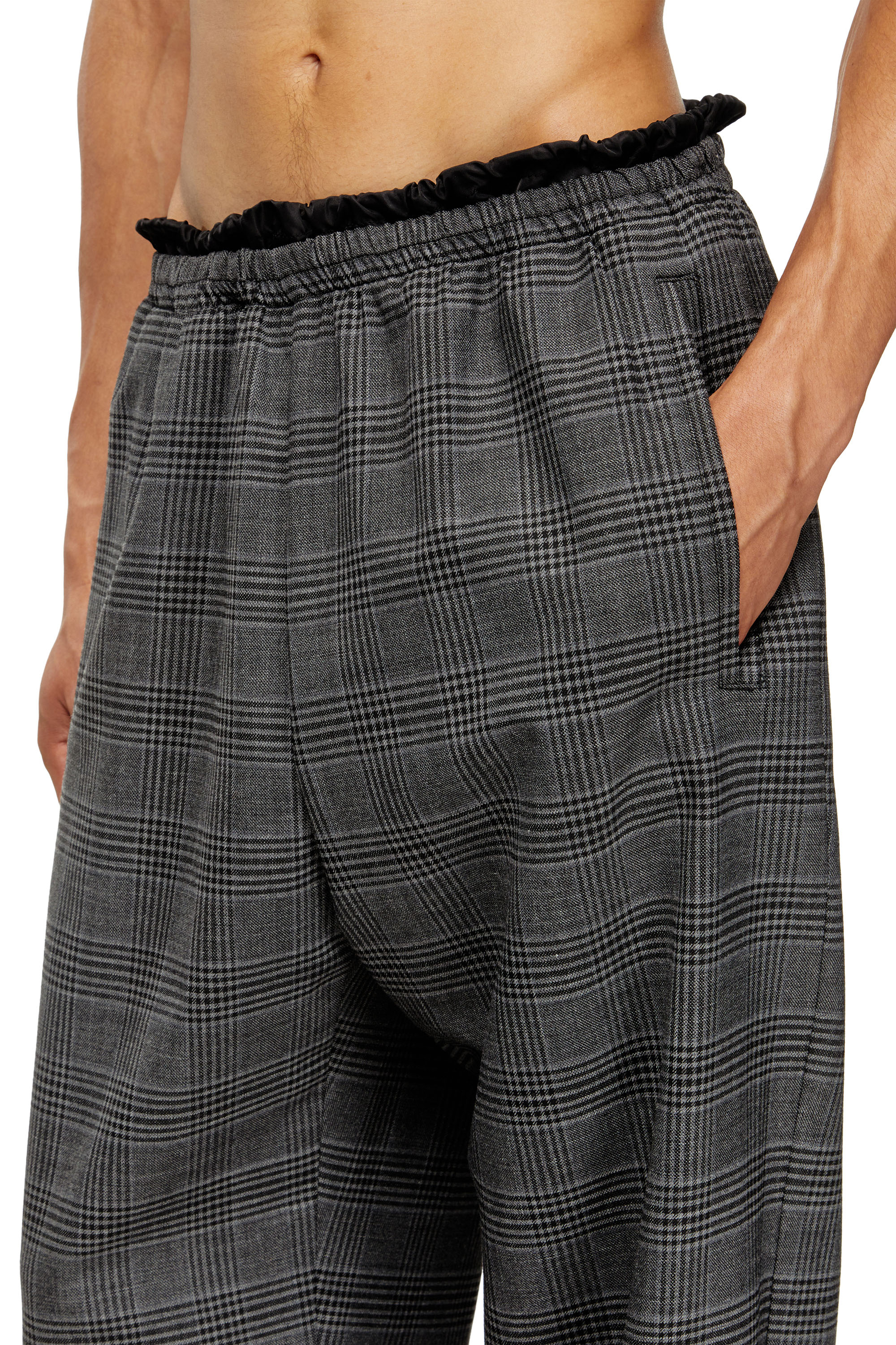 Diesel - P-TILSON, Man's Wool pants with a drawstring waist in Black/Grey - 4