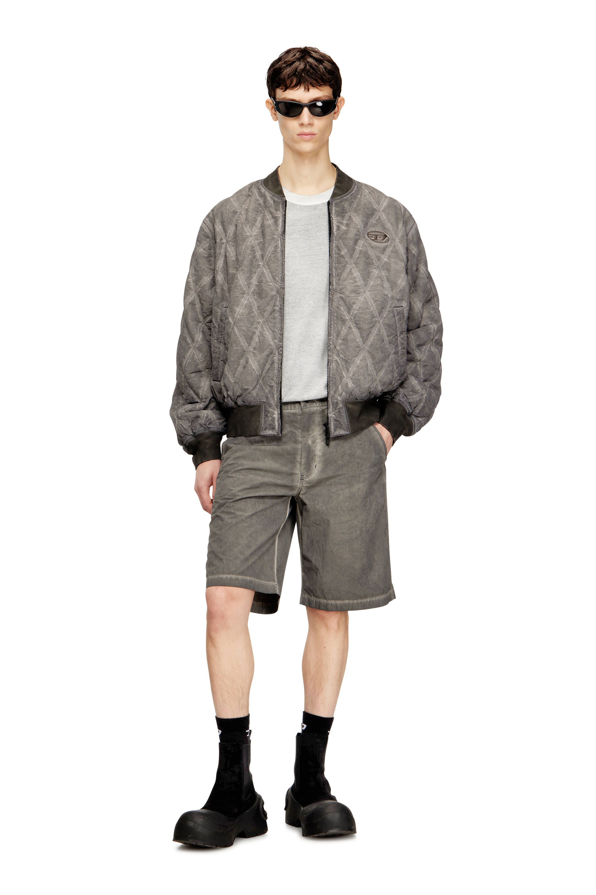 Diesel - P-HANT-CHINO-SHORT-TREAT, Man's Nylon-cotton shorts with pigment dye in Grey - 2