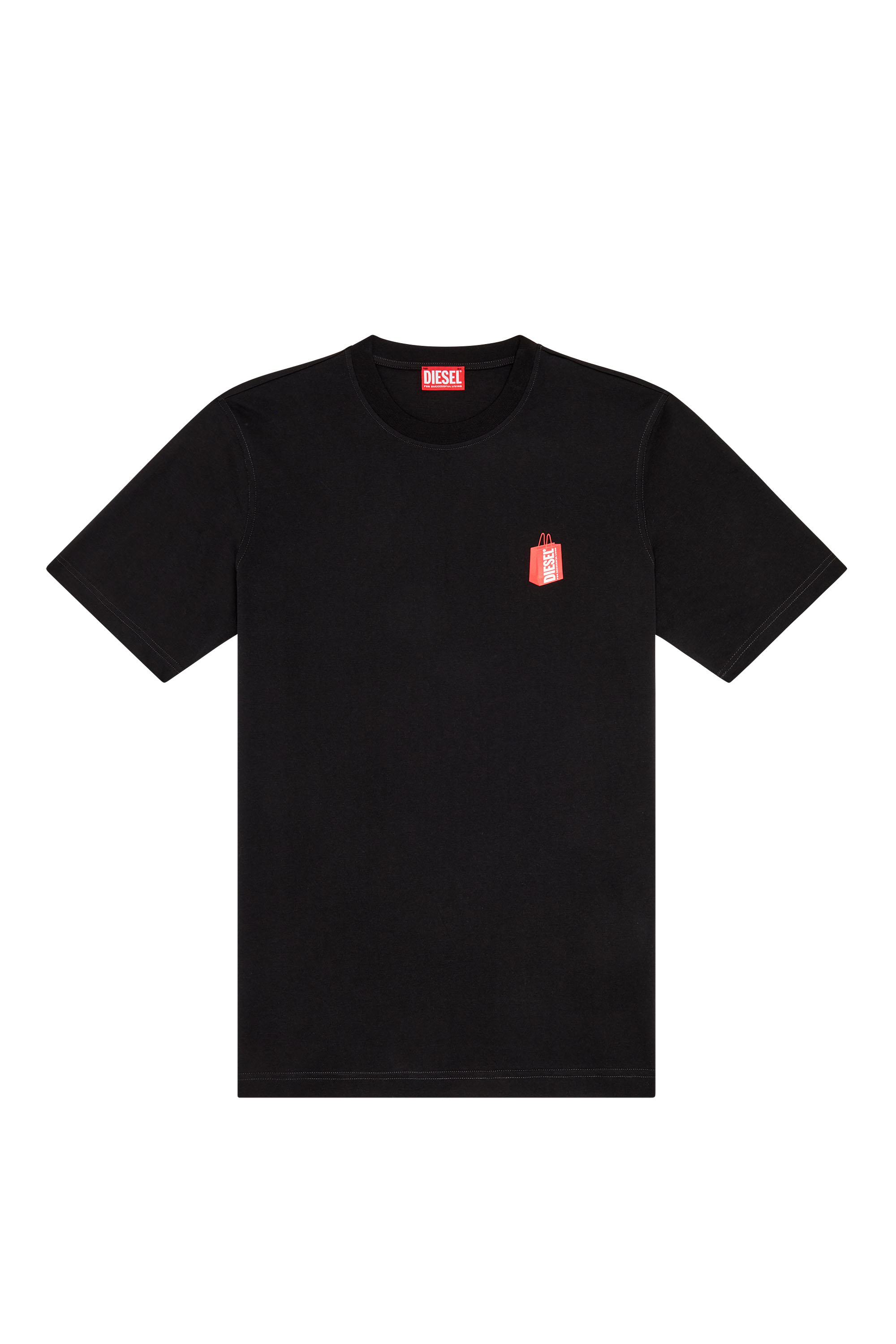 Diesel - T-JUST-N18, Man T-shirt with Diesel bag print in Black - Image 3