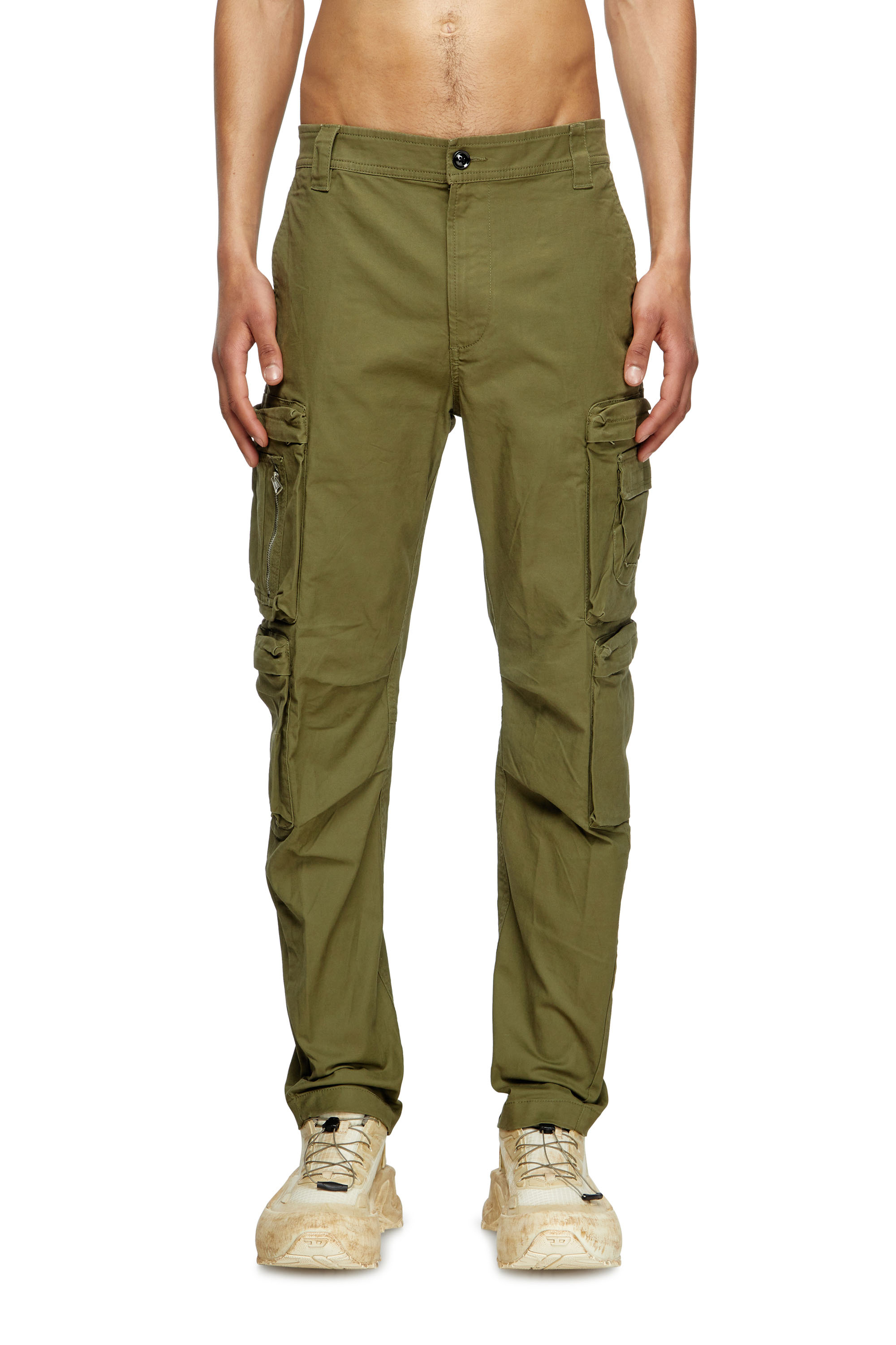 Diesel - P-ARLEM, Man's Cargo pants with zip pocket in Military Green - 2